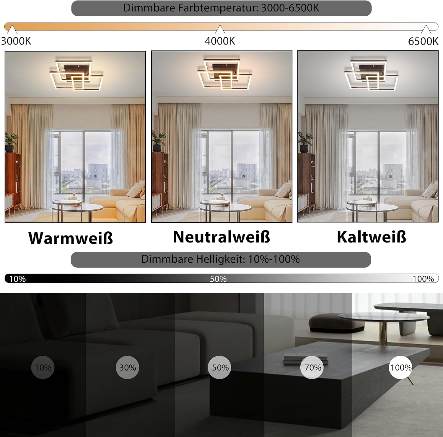 Detalle de Homefire LED Deckenleuchte 36 W für Wohnzimmer