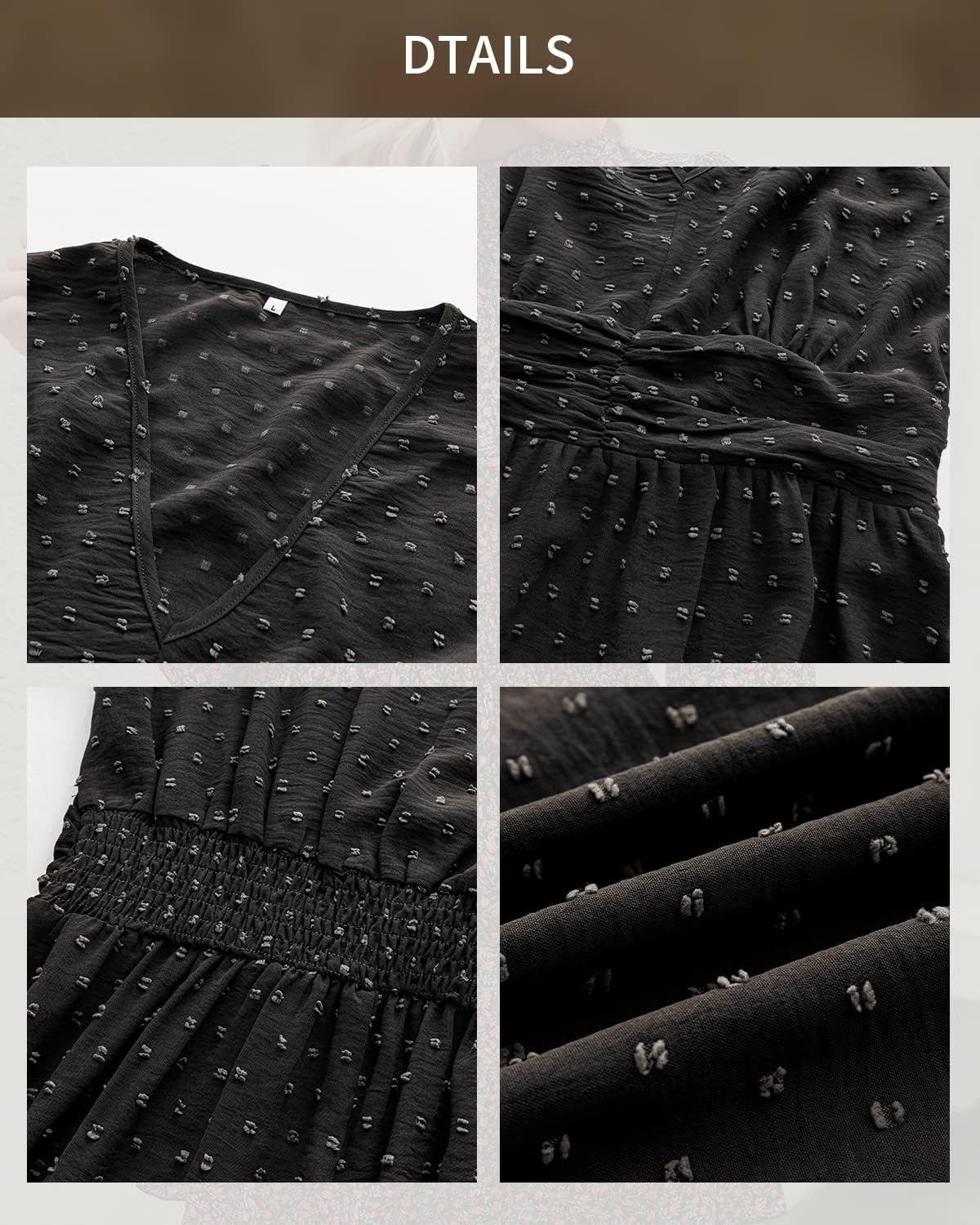 Thumbnail 4 de BebreezChic Sommerkleid Damen Lang Boho mit Swiss-Dot, V-Ausschnitt & hoher Taille