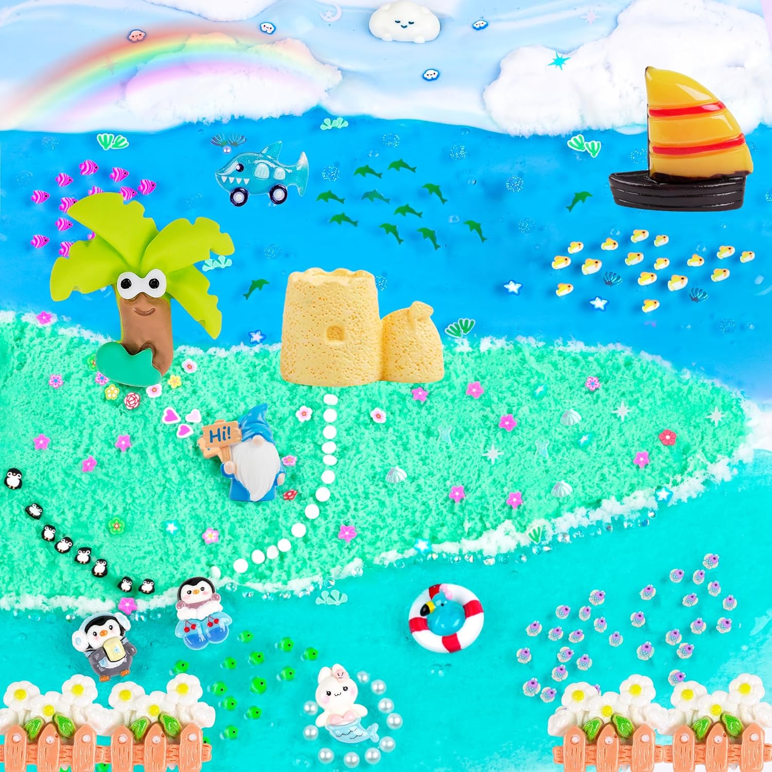 Thumbnail 2 de LAWOHO 6 Pack Blue Ocean Slime Kit (6×60ml) with Ocean Charms & Add-Ins