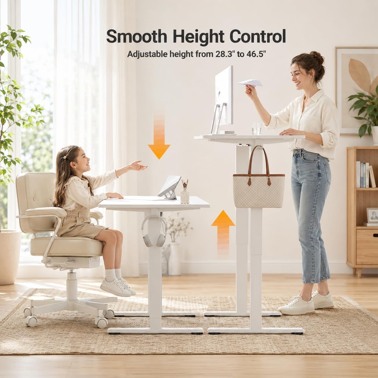 Detalle de Claiks P3.01.001.0003 Electric Standing Desk, 40 x 24 Inch, White