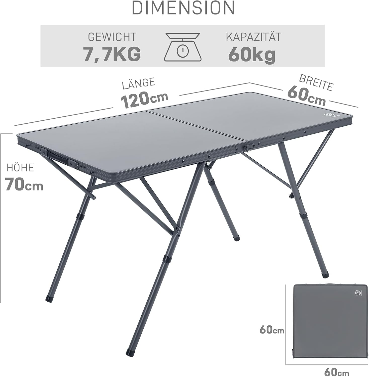 Thumbnail 2 de EVER ADVANCED Campingtisch faltbar 120x60 cm