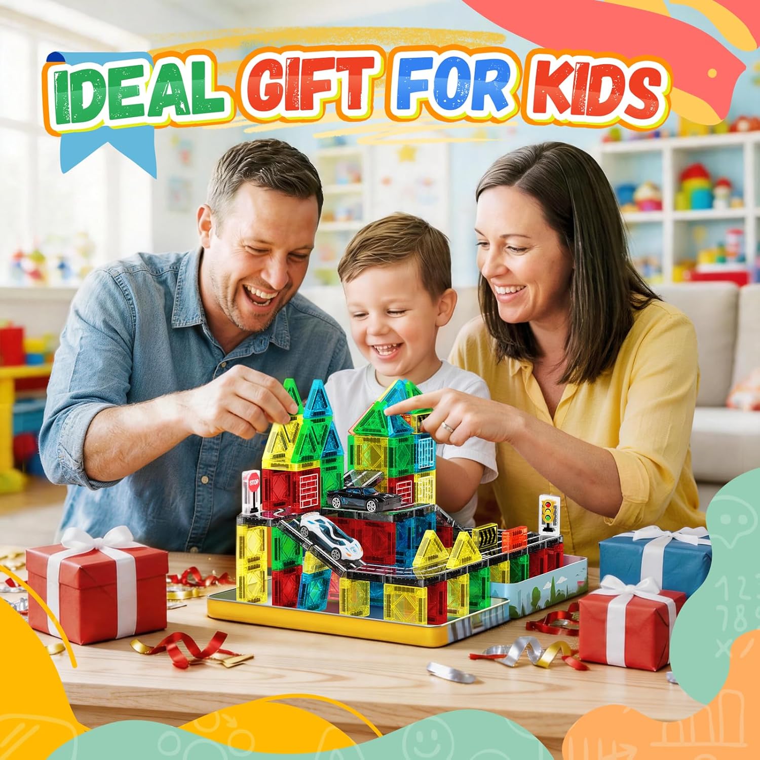 Thumbnail 6 de iKidiki 58 PCS Mini Travel Magnetic Tiles Set – Compact City-Building Play for 3–6 Year Olds