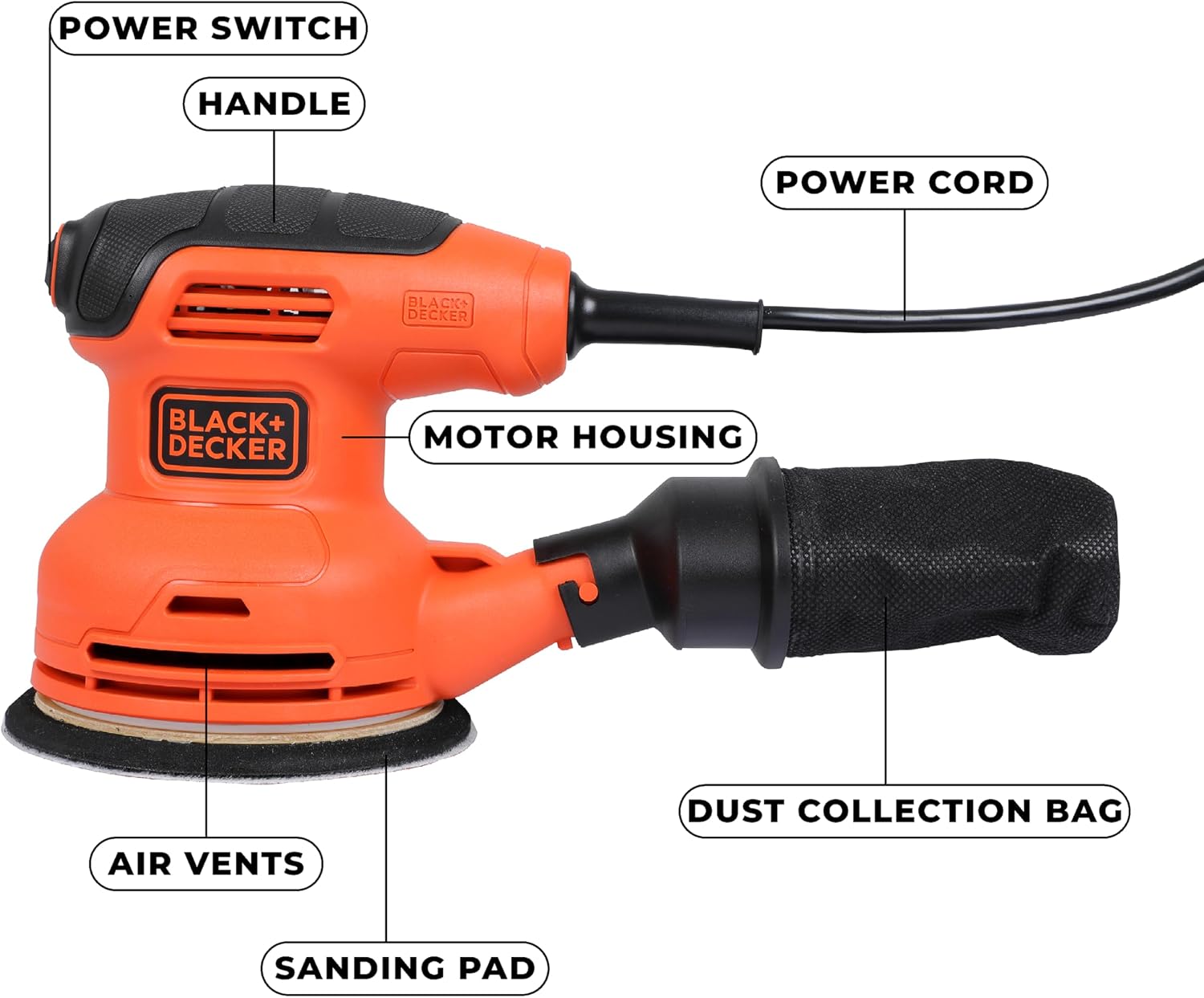 Detalle 2 de BLACK+DECKER BEW210-QS Ponceuse excentrique 230W 🛠