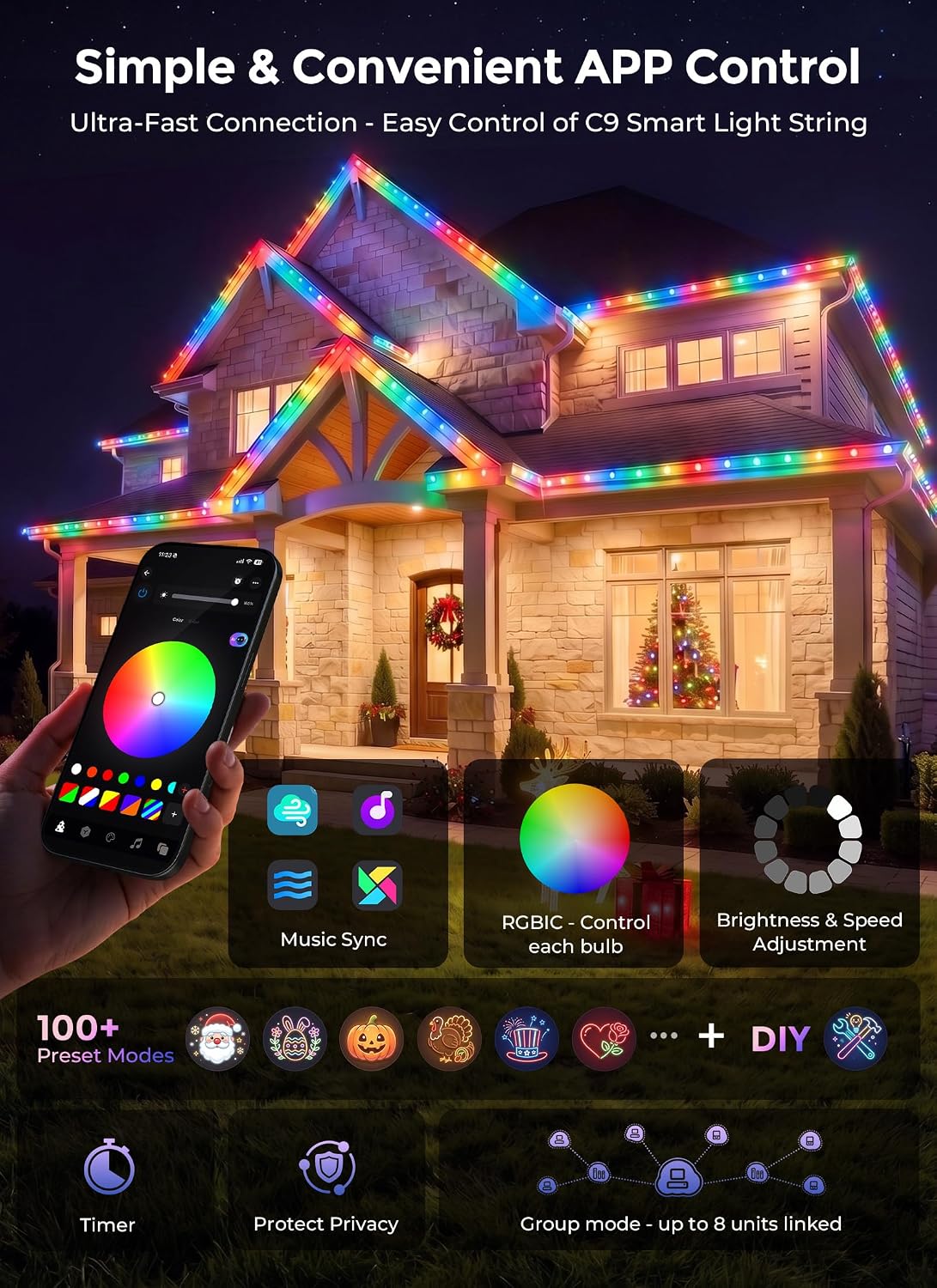 Detalle de Minetom C9 Christmas Lights 115FT