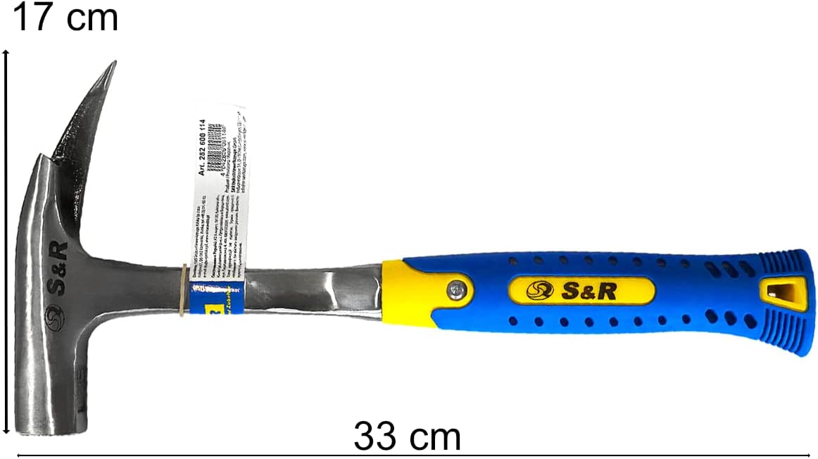 Thumbnail 1 de Martello da Carpentiere S&R Muratore con Testa da 600 g e Peso Totale 975 g, Calamita e Manico in Fibra di Vetro