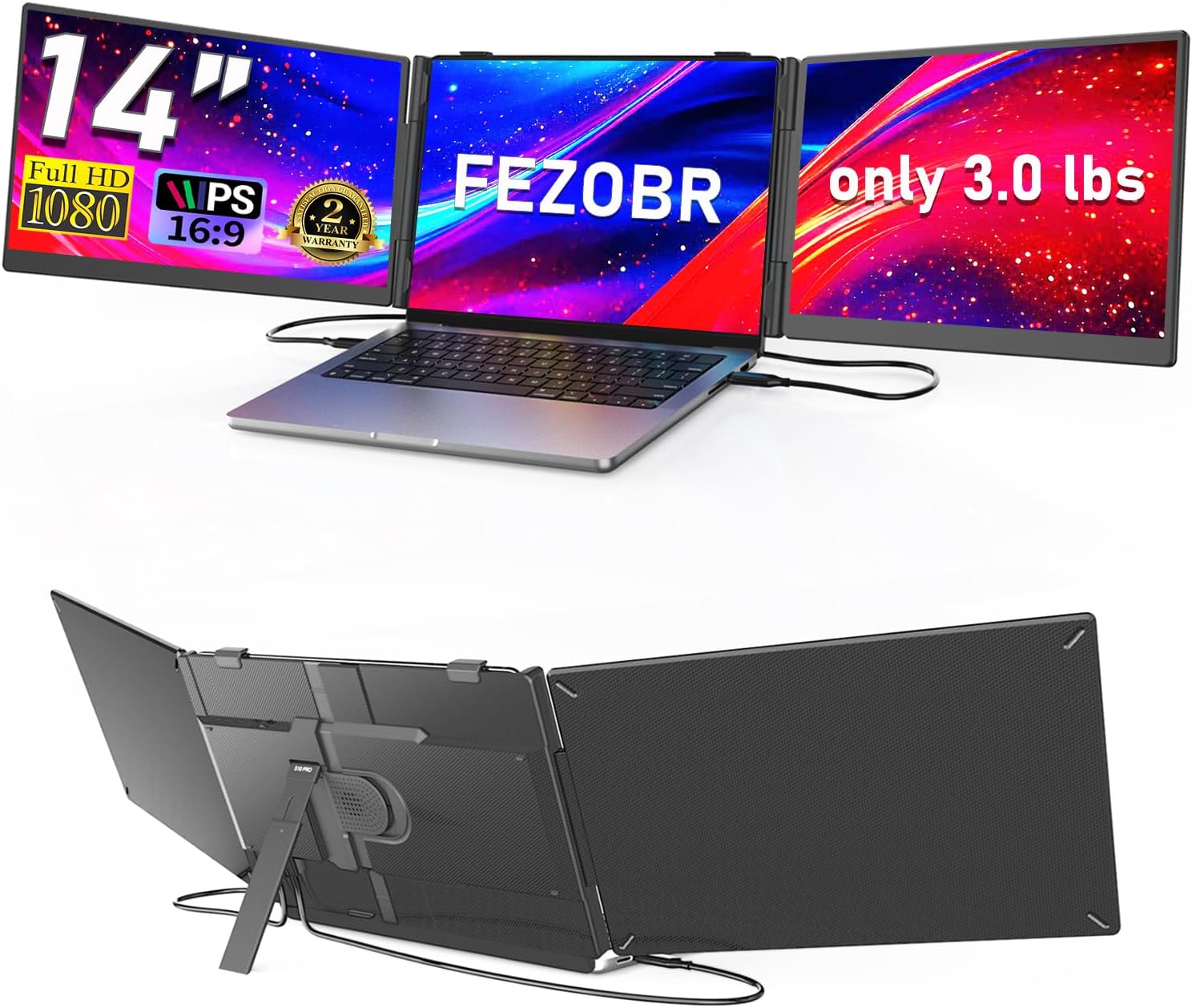 Detalle de FEZOBR Triple Laptop Screen Extender, 14-Inch