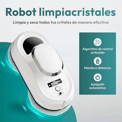 Detalle 2 de JUPPLIES Robot Limpiacristales 90W con Succión 5600Pa – 3 Modos Automáticos, Control Remoto y Seguridad Anticaída