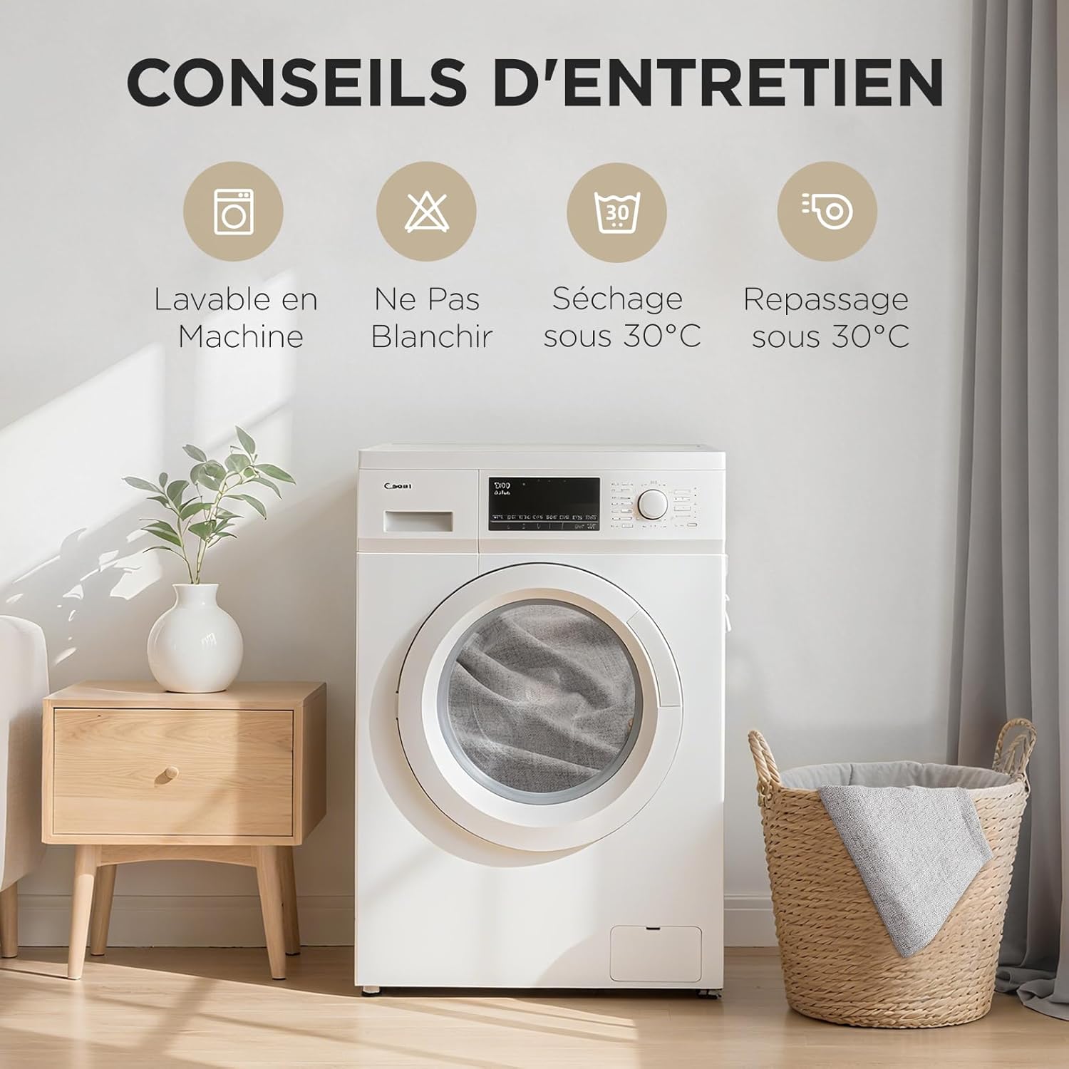 Thumbnail 6 de Joydeco rideaux occultants thermiques 2 panneaux 140x240 cm gris blanc à œillets