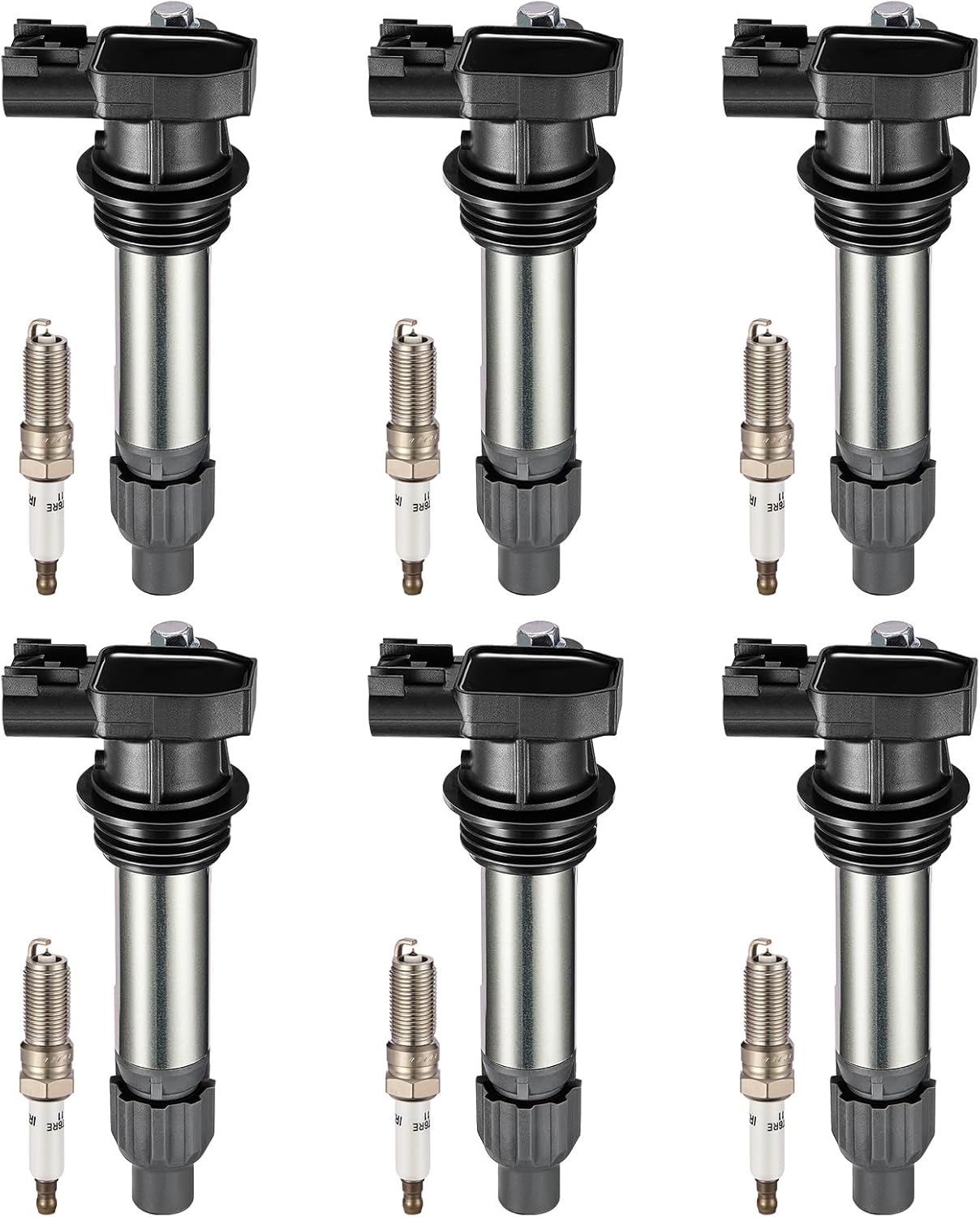 Detalle de BDFHYK Ignition Coil Pack UF569 + Iridium Spark Plugs 41-109 — 6‑Piece Set for Buick, Cadillac, Chevy, GMC (OE fit check)