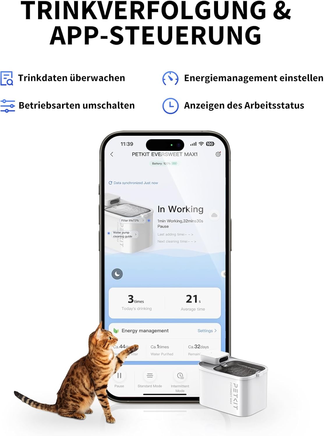 Thumbnail 1 de PETKIT Katzen Trinkbrunnen 3L Wasserbrunnen 🐾