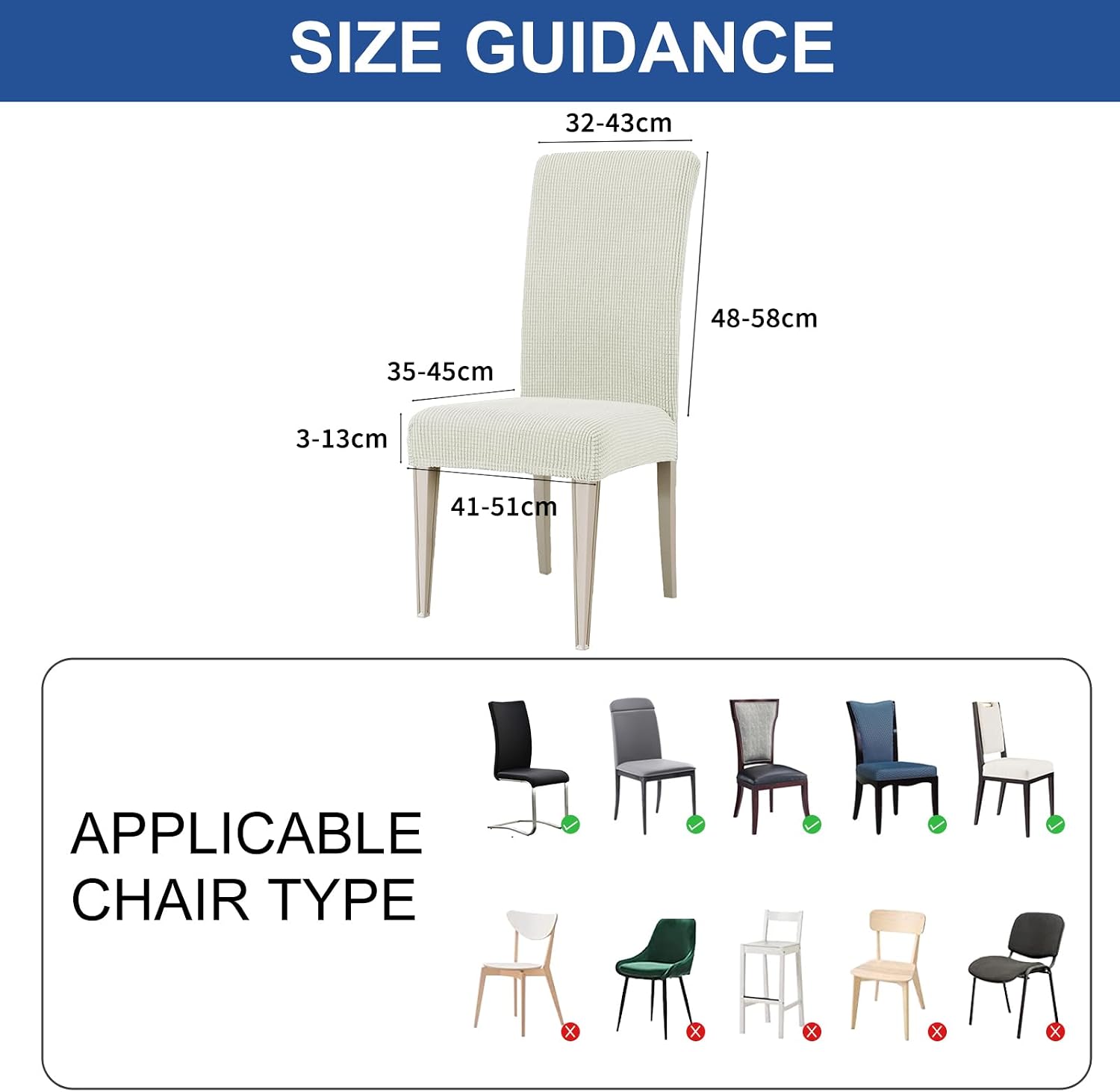 Thumbnail 5 de Ystyle Housse de Chaise 4 Pièces – Extensible, Lavable, Blanc Naturel