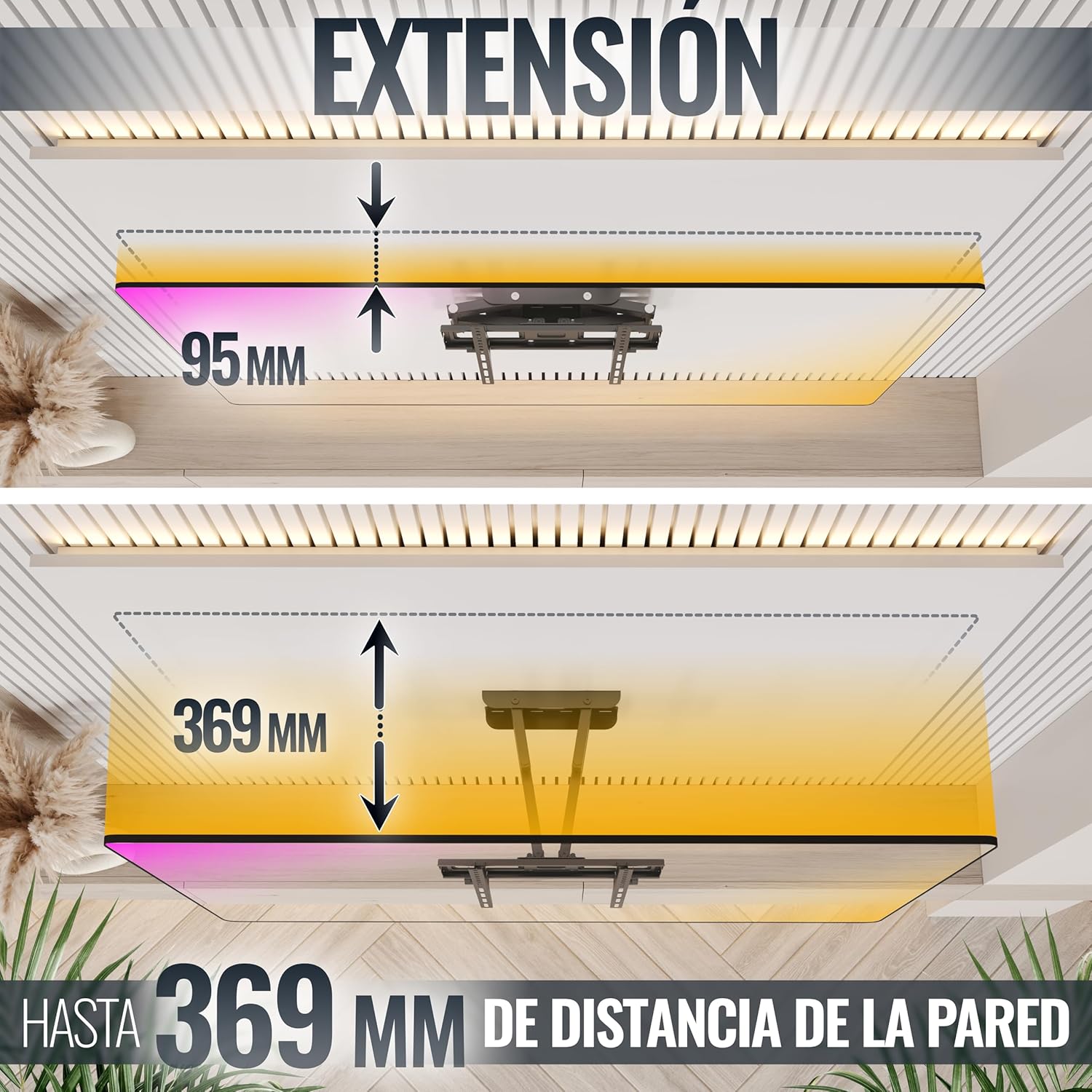 Detalle 2 de RICOO Soporte TV Pared 32-55" Articulado Giratorio Negro
