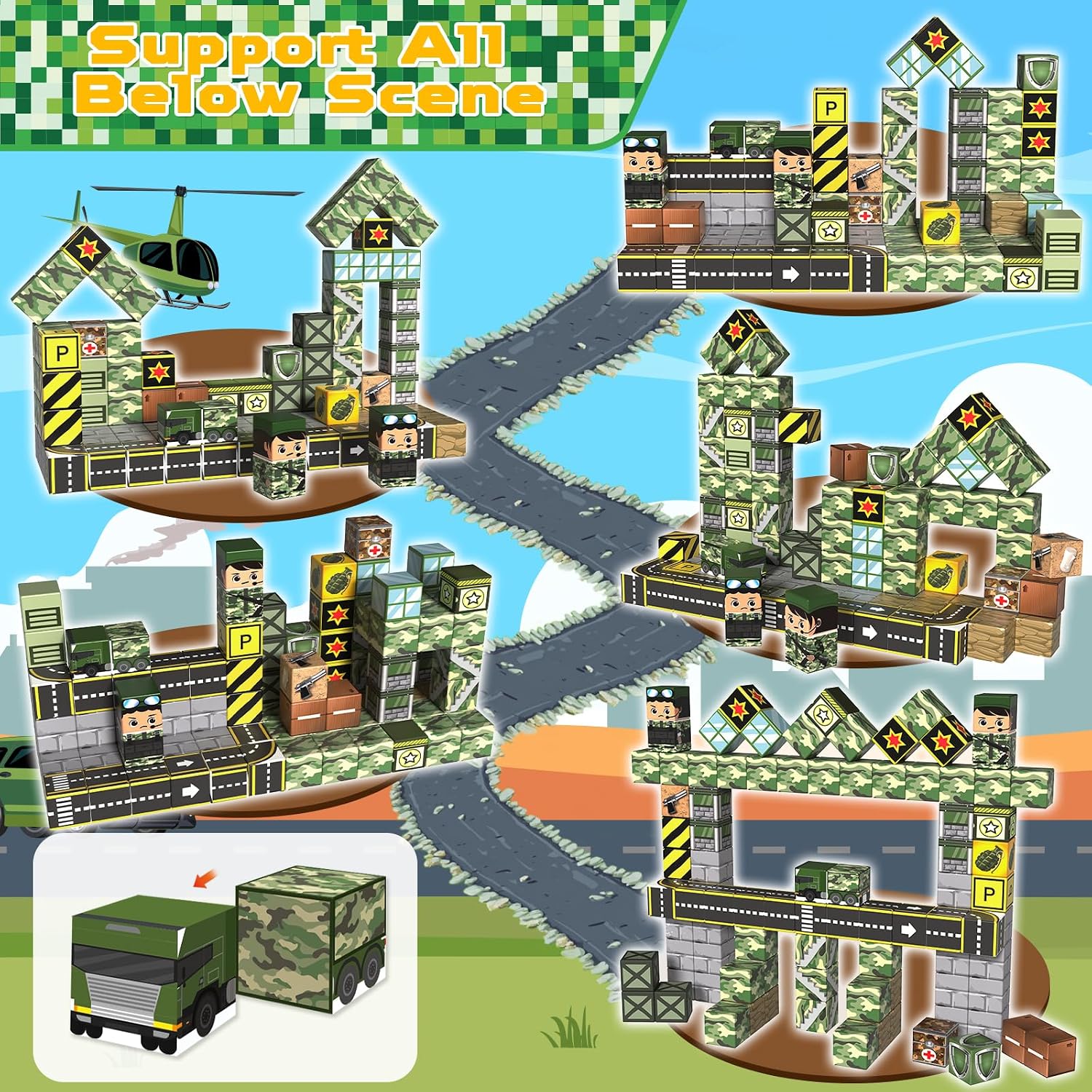 Detalle de Magnetic Building Blocks, 100-Piece Set