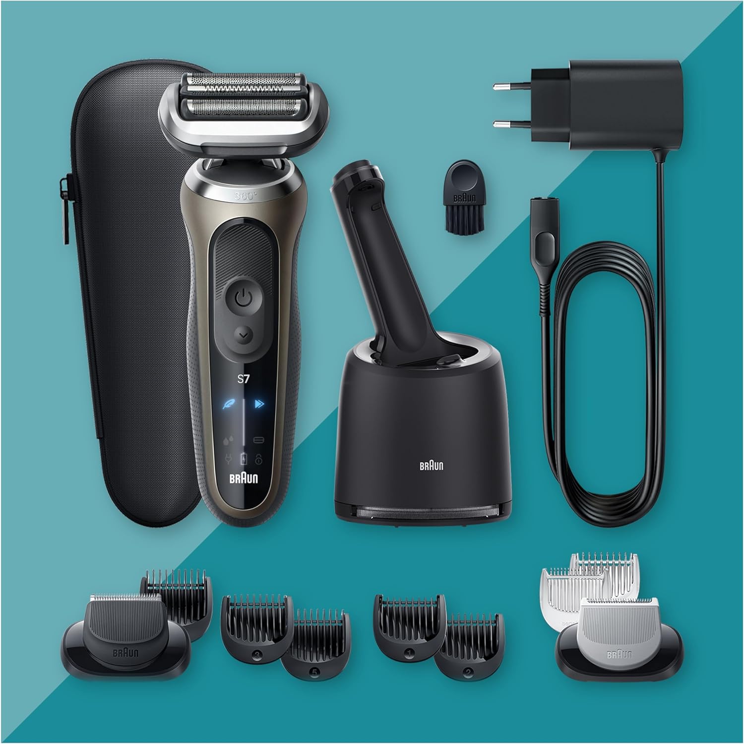 Detalle de Braun Series 7 Rasoir Électrique Homme avec station SmartCare – turbo, 360° et accessoires EasyClick