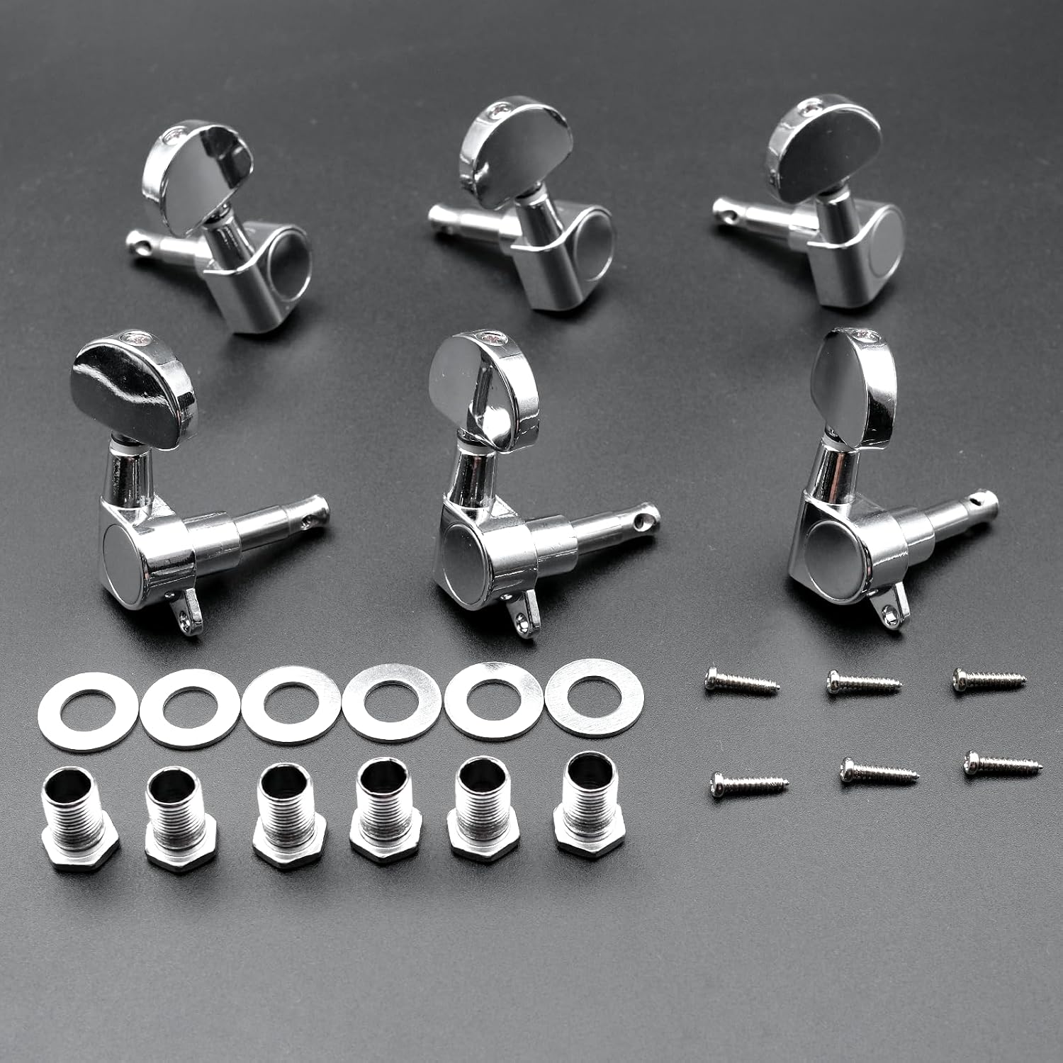 Detalle 2 de Xuxing 016 6R Guitar Tuning Pegs, Chrome Sealed 15:1, 6-Pack