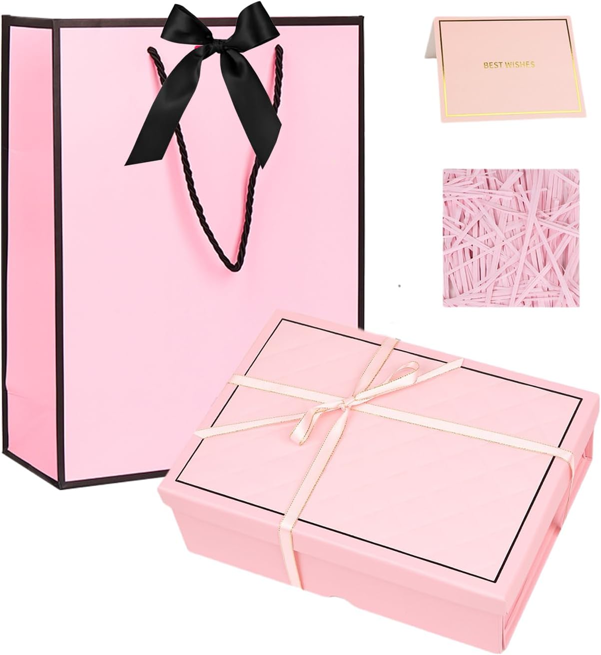 Thumbnail 6 de Black Luxury Magnetic Gift Box with Lid, Ribbons and Gift Bag (Medium, 9.8 x 7 x 3.3 Inches)