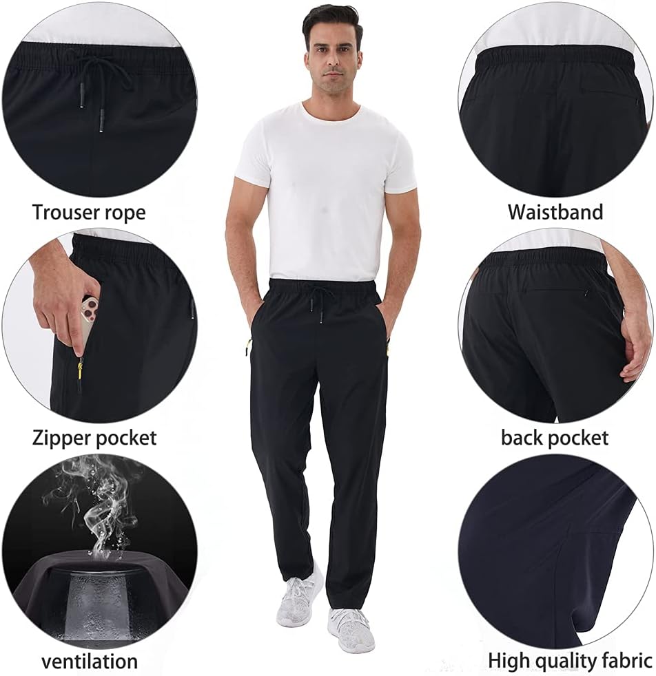 Detalle 2 de Rapoo Men's Lightweight Sweatpants with Zipper Pockets and Quick-Dry Fabric