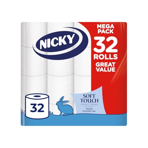 Detalle de Nicky Soft Touch Toilet Tissue 32 Rolls of 190-Sheet 2-Ply – Gentle, Embossed Comfort