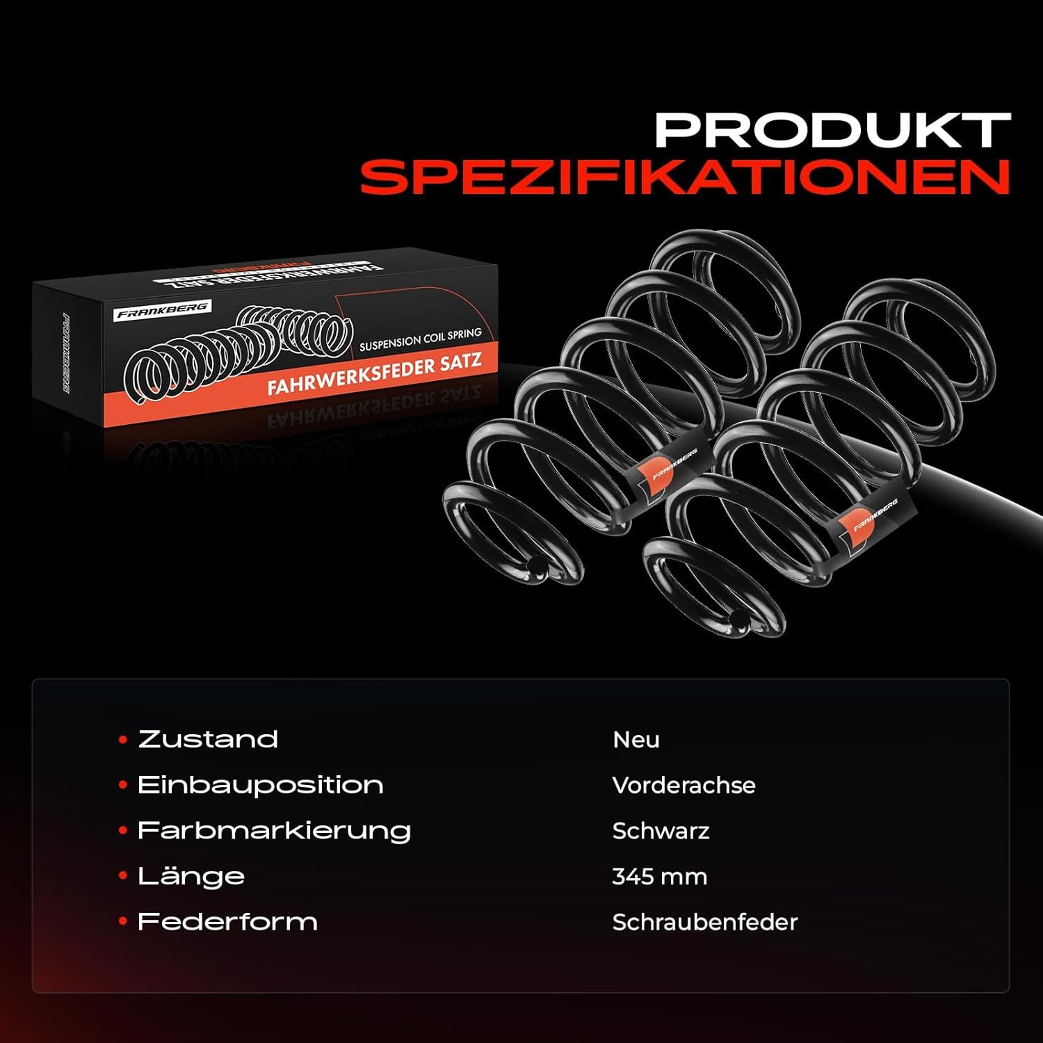 Thumbnail 3 de Frankberg 2x Federn Fahrwerksfeder Vorderachse passend für Audi A6 (4F, C6, 2004–2011) – Ersatz 4F0411105BK
