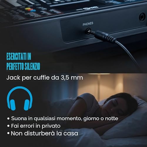 Detalle 2 de RockJam RJ361 – Tastiera Pianoforte 61 Tasti Compatta per Principianti