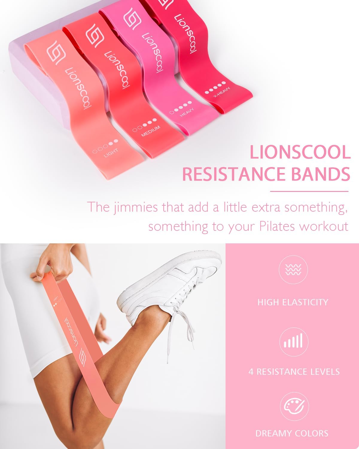 Thumbnail 3 de LIONSCOOL Pilates Ring Set – 14" Anti-Deformation Circle with Padded Handles, Mini Ball, Resistance Bands, Guide & Bag