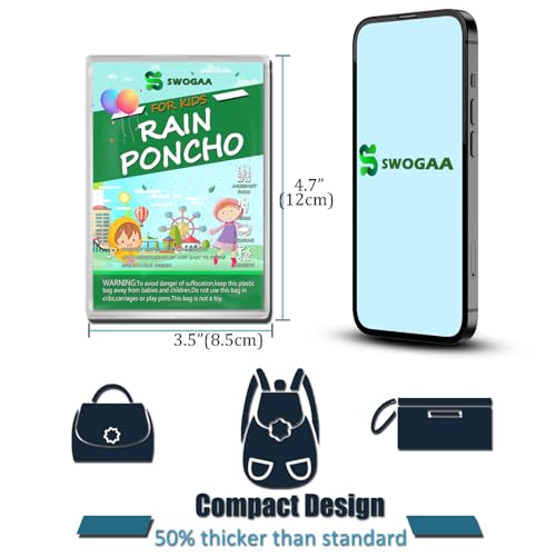 Detalle 2 de SWOGAA Disposable Rain Ponchos for Kids 6 Pack Extra Thick