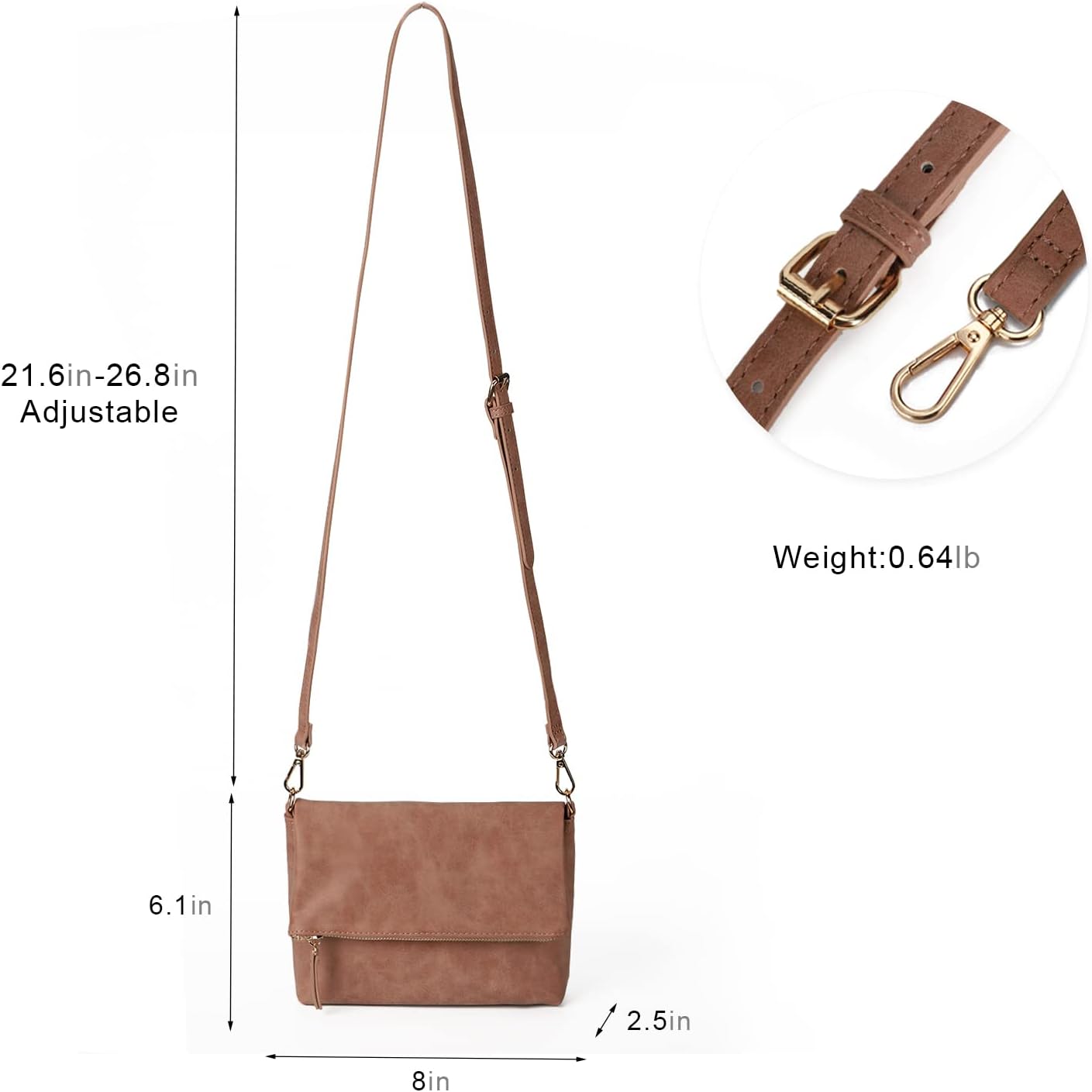 Thumbnail 5 de Gladdon Umhängetasche Damen – kompakte Crossbody mit Reißverschluss aus PU-Leder