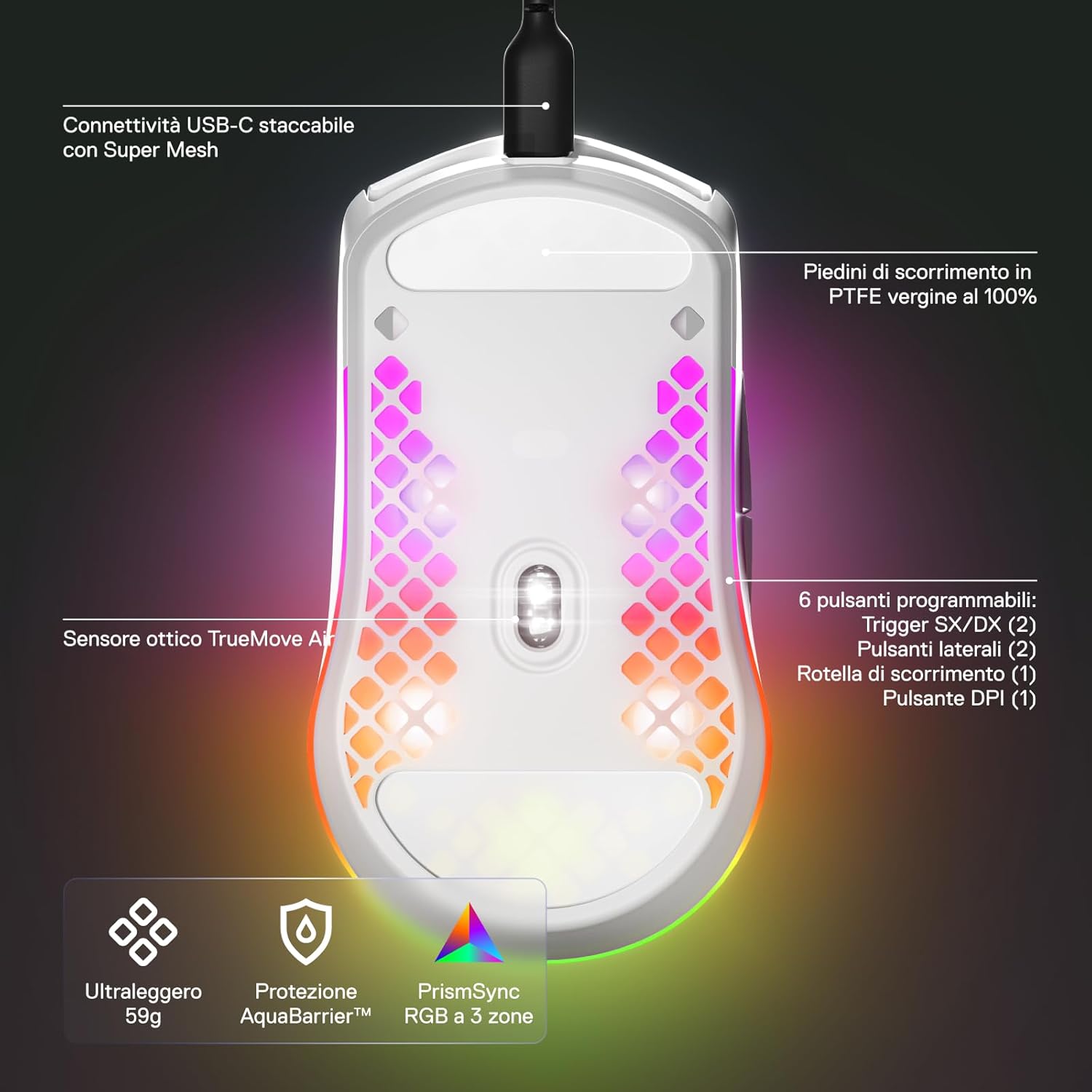 Thumbnail 3 de SteelSeries Aerox 3 Mouse da gioco ultraleggero