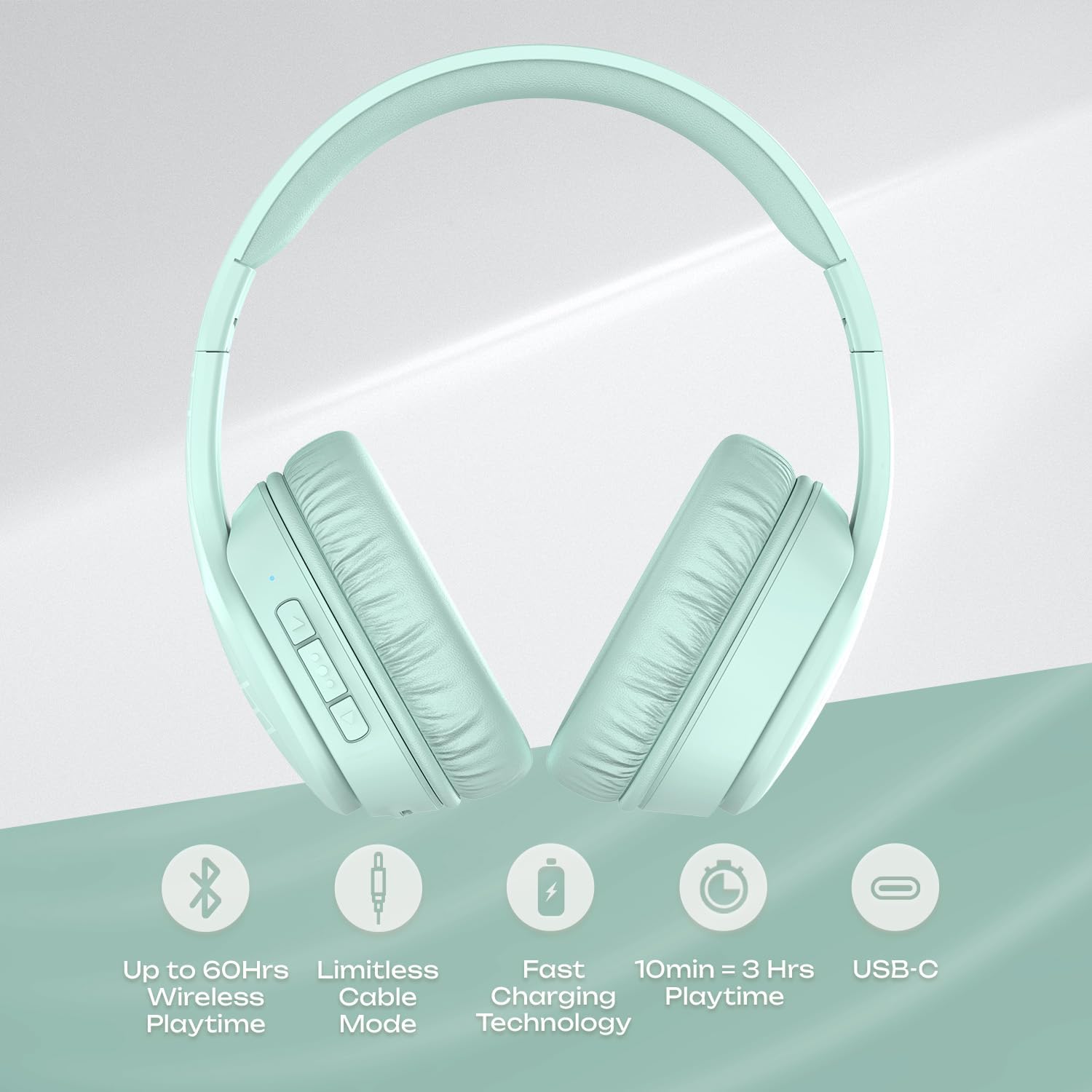 Thumbnail 2 de PowerLocus Wireless Headphones Over Ear: Long-Lasting Battery, Foldable Design and USB-C Fast Charge