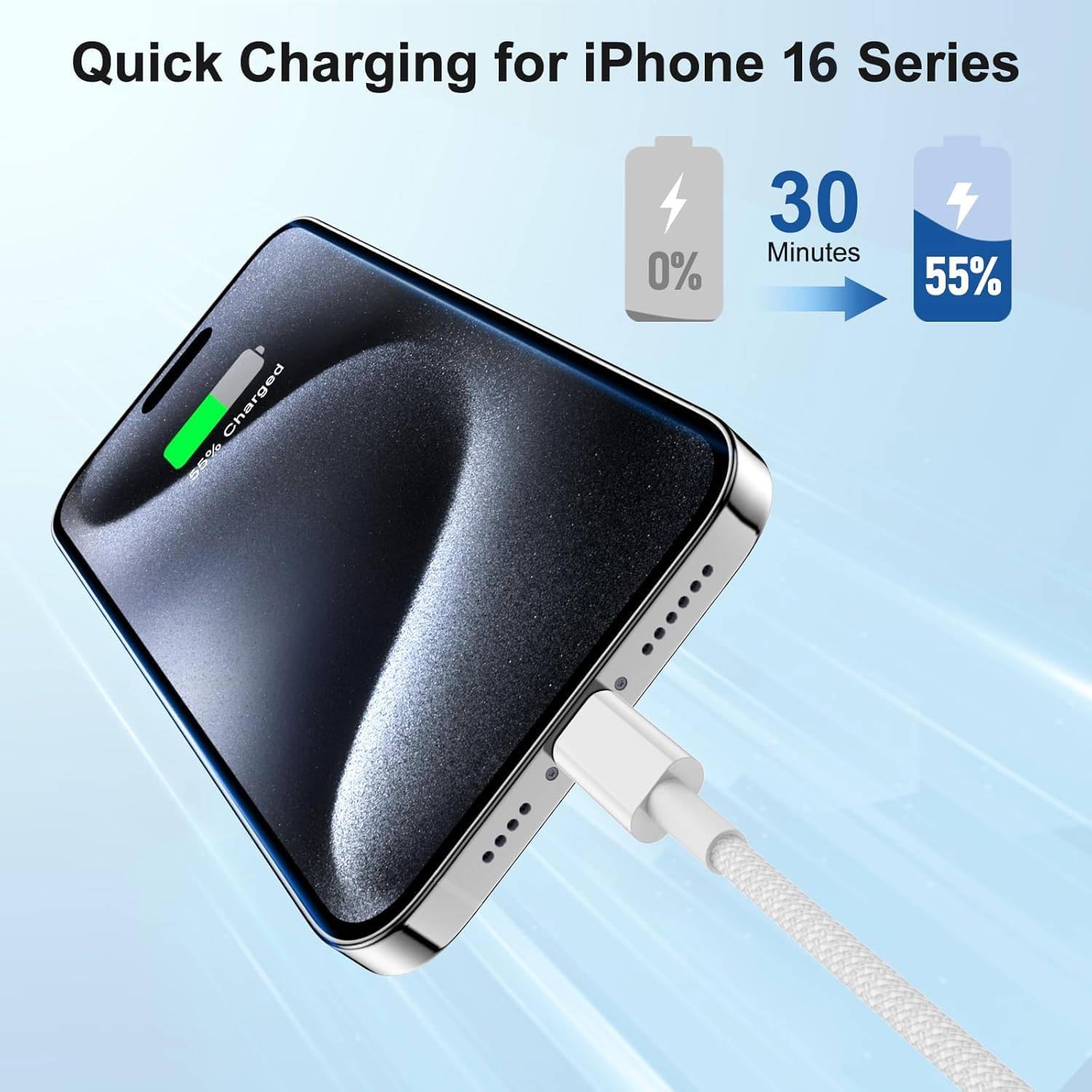 Thumbnail 1 de USB C to C Fast Charger Cable 10ft