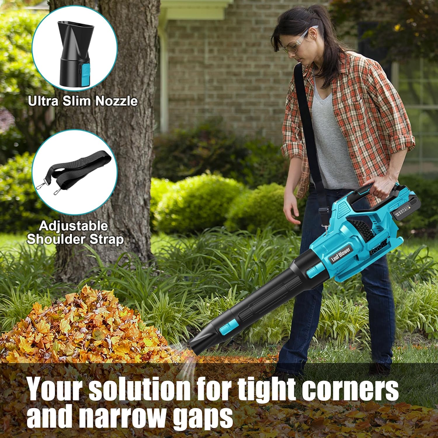 Detalle de LEIIKOO cordless leaf blower 21V 2x4.0Ah