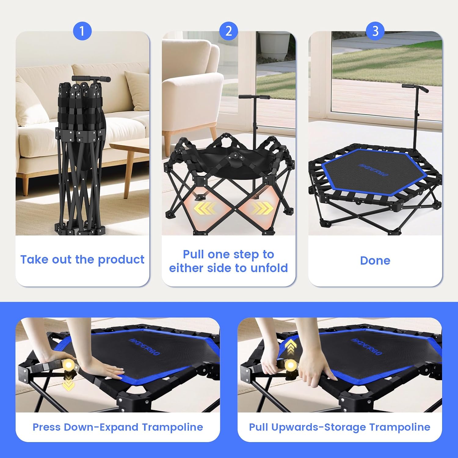 Thumbnail 5 de HXD-ERGO 42" Foldable Mini Trampoline 460 lbs