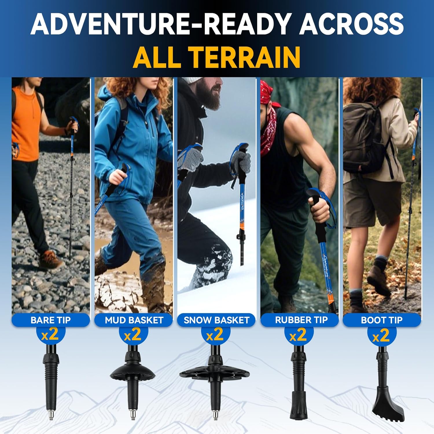 Thumbnail 3 de Clostnature Walking Poles 2-Pack – Adjustable Aluminium Trekking Poles with Quick Lock