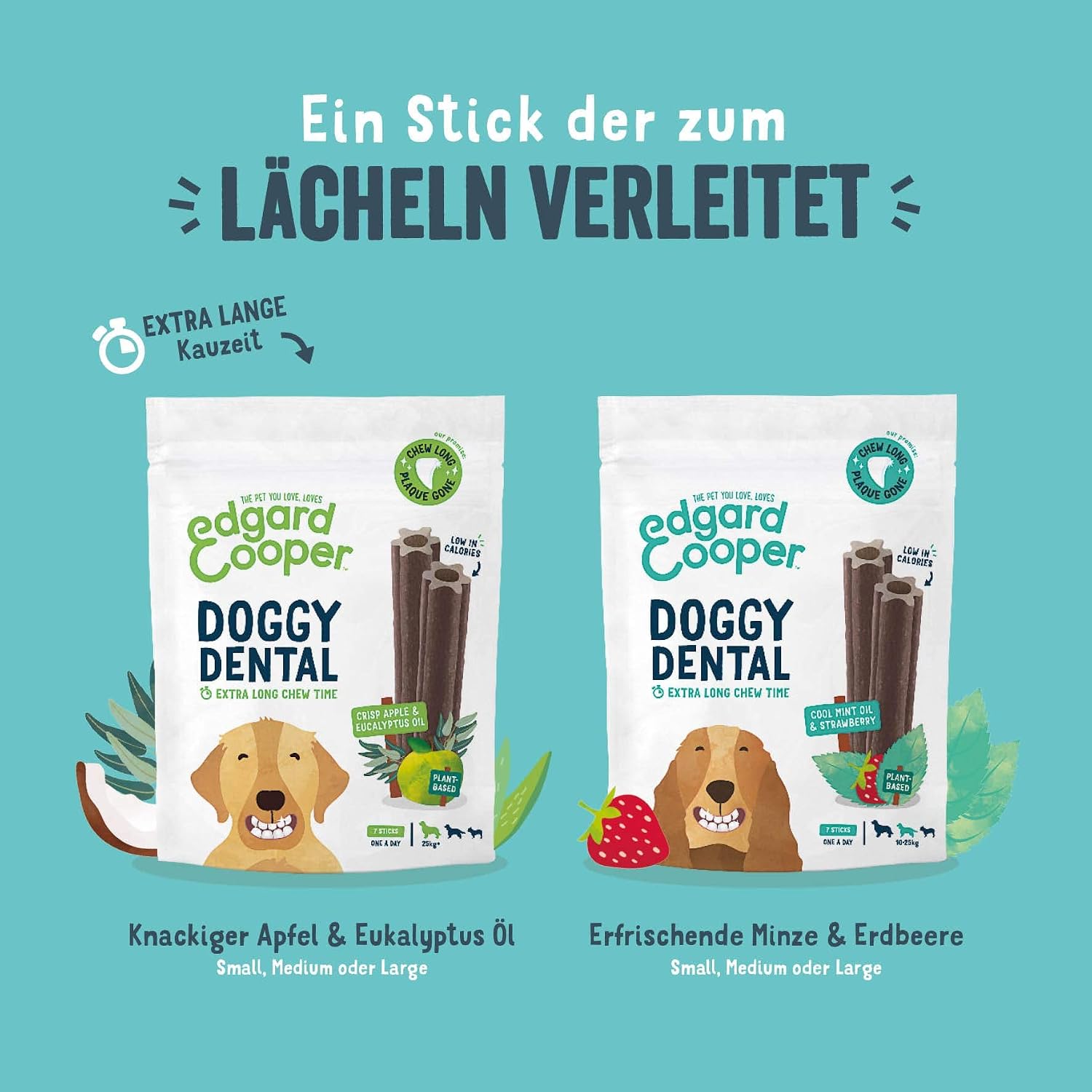 Detalle de Edgard & Cooper Dental Stick für große Hunde – Natural 56er Pack (8x7 Kausticks)