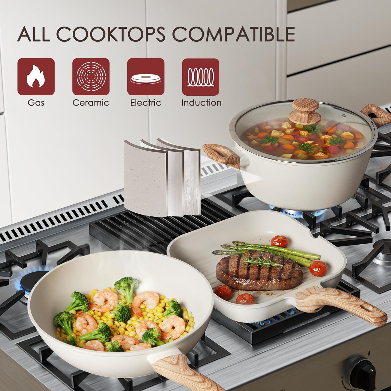 Detalle 2 de Kikcoin 31-Piece Nonstick Pots and Pans Set