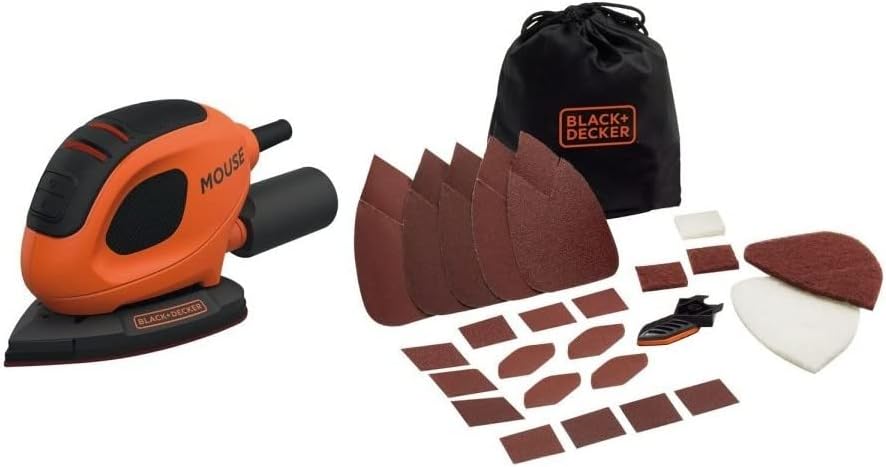 Detalle de BLACK+DECKER BEW230BC-QS Mouse Detail Sander, 55W with 15 Accessories