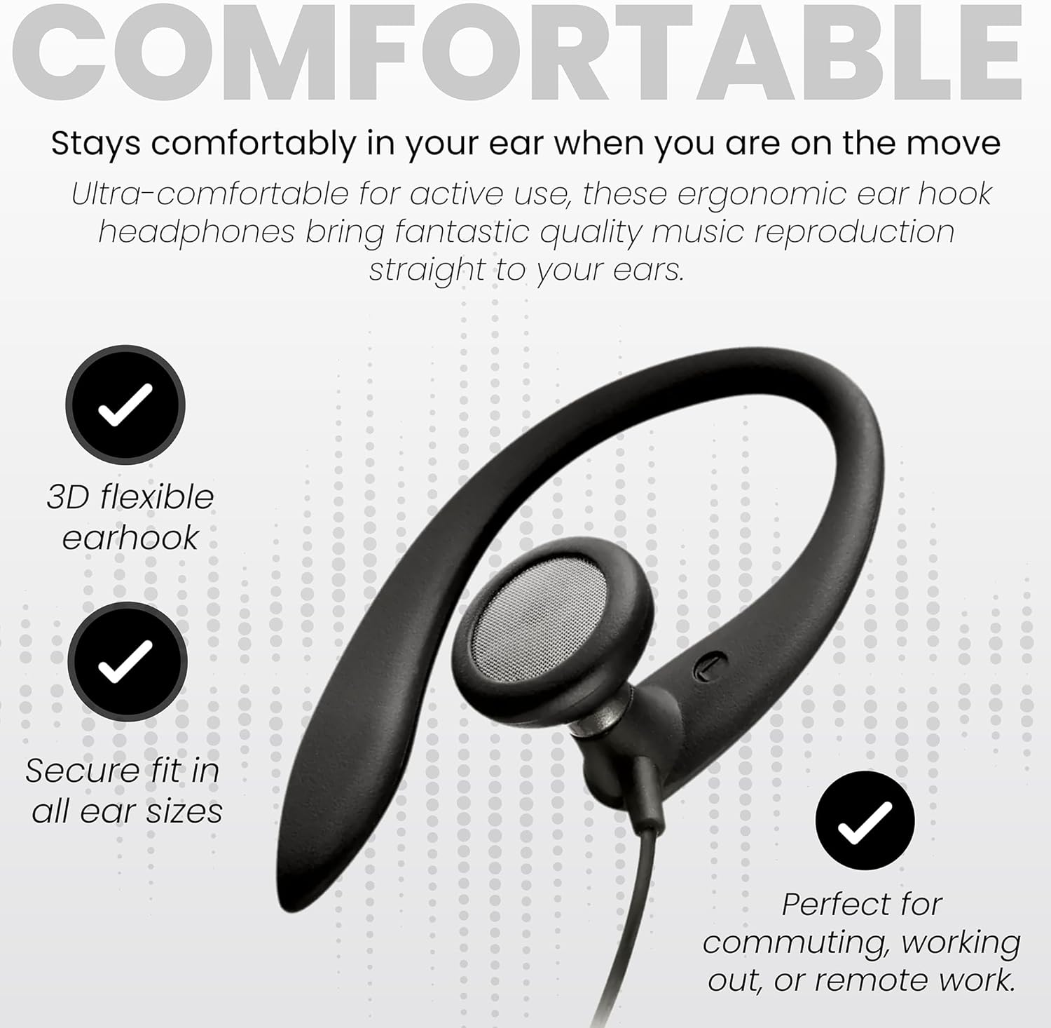 Detalle de Philips SHS3200BK Flexible Earhook Headphones, Black