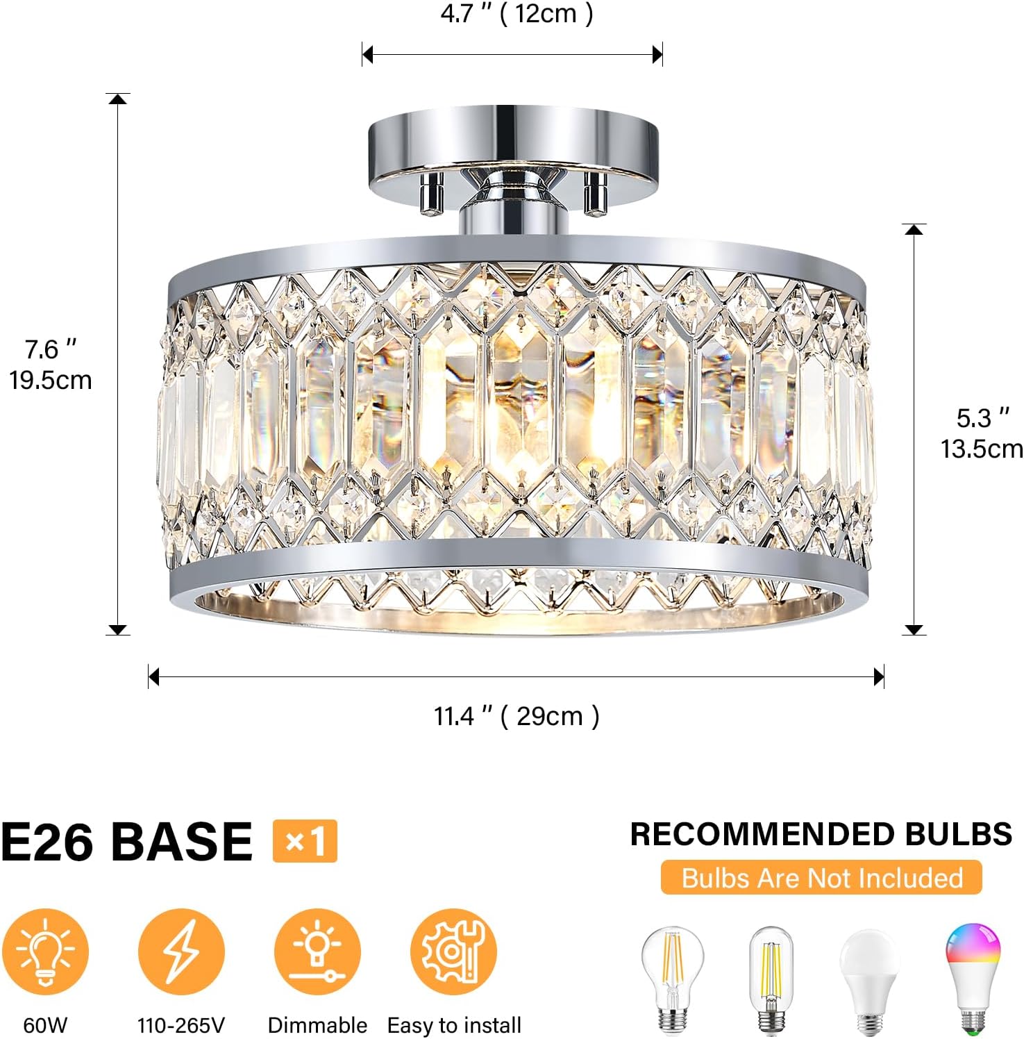 Detalle 2 de YURNYQ Crystal Ceiling Light 11.4 in