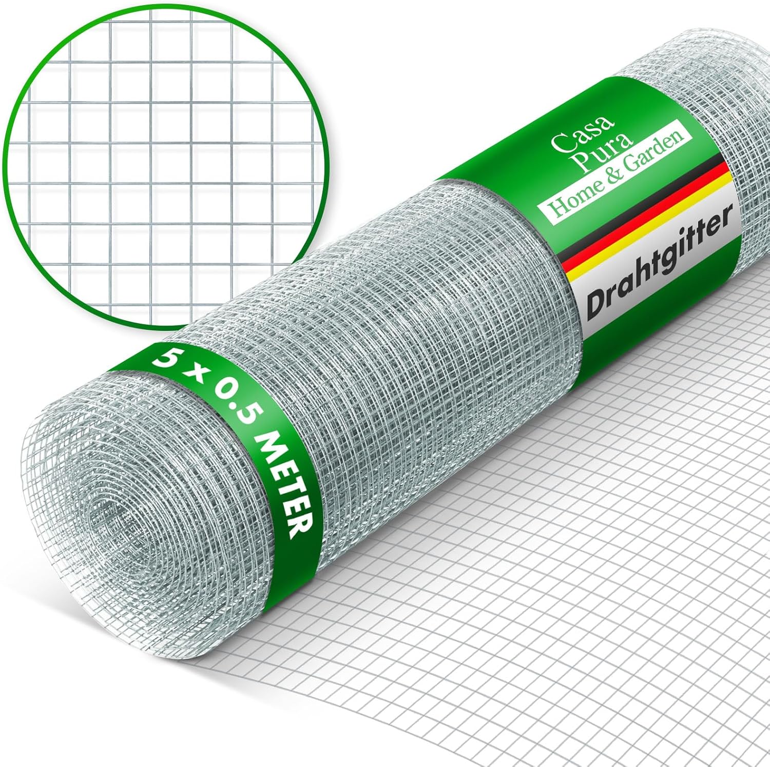 Detalle de casa pura Drahtgitter feinmaschig 6,3 mm verzinkt, 100 cm × 10 m – vielseitiges Drahtgeflecht für Garten und Gehege