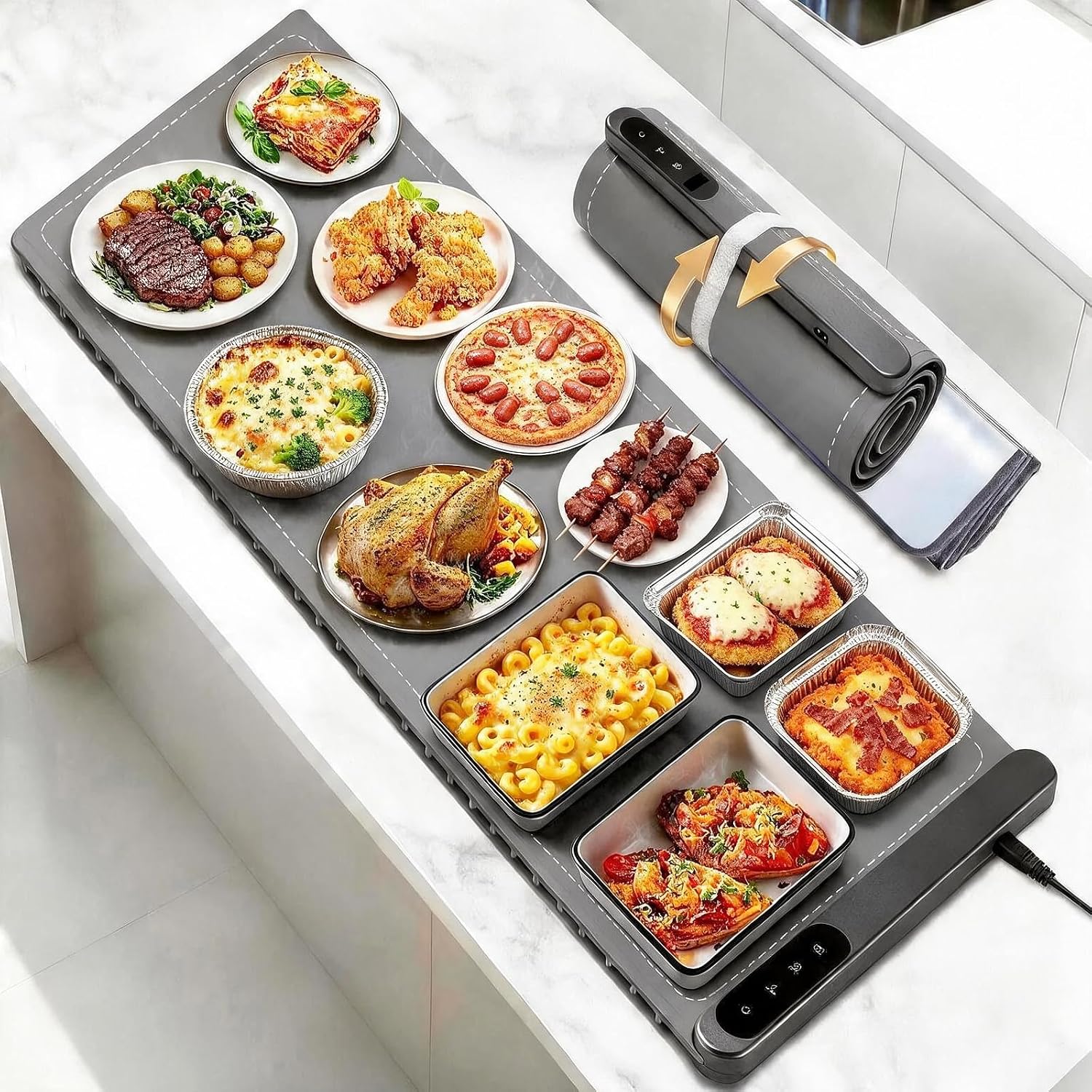 Detalle de Ntoaujao ZC-680 Food Warming Mat, 42 x 15-Inch Silicone, 6 Heat Settings