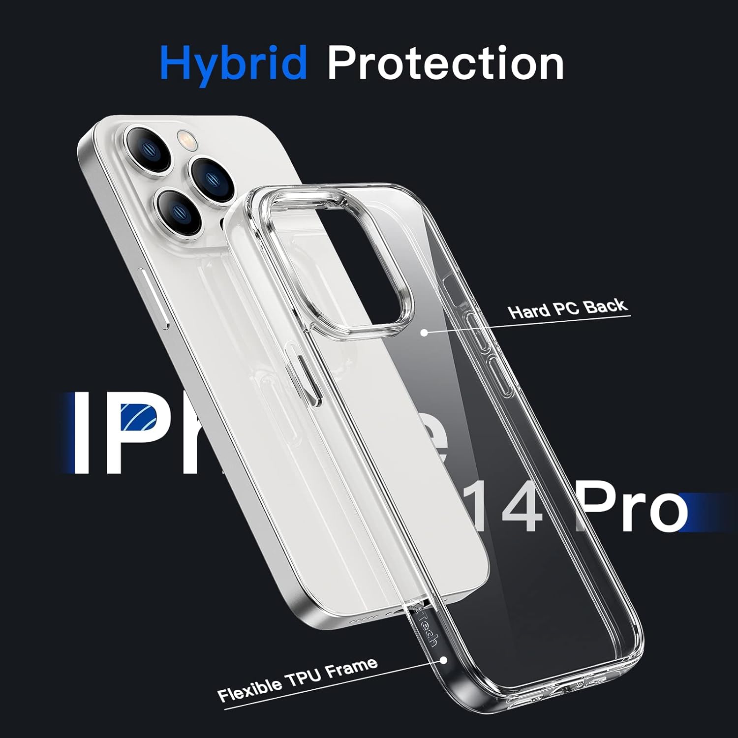 Detalle 1 de JETech Case for iPhone 14 Pro 6.1-inch clear bumper