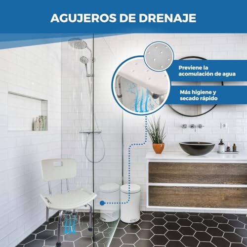 Detalle 2 de Mobiclinic® Silla de Ducha Regulable con Antideslizantes