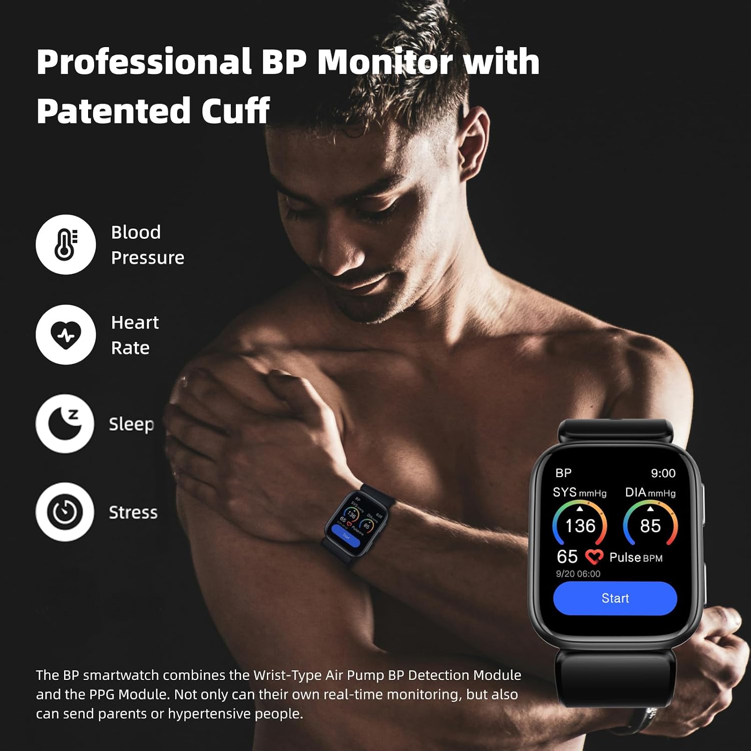 Thumbnail 1 de Blood Pressure Smart Watch with 1.95" Display and Inflatable Cuff