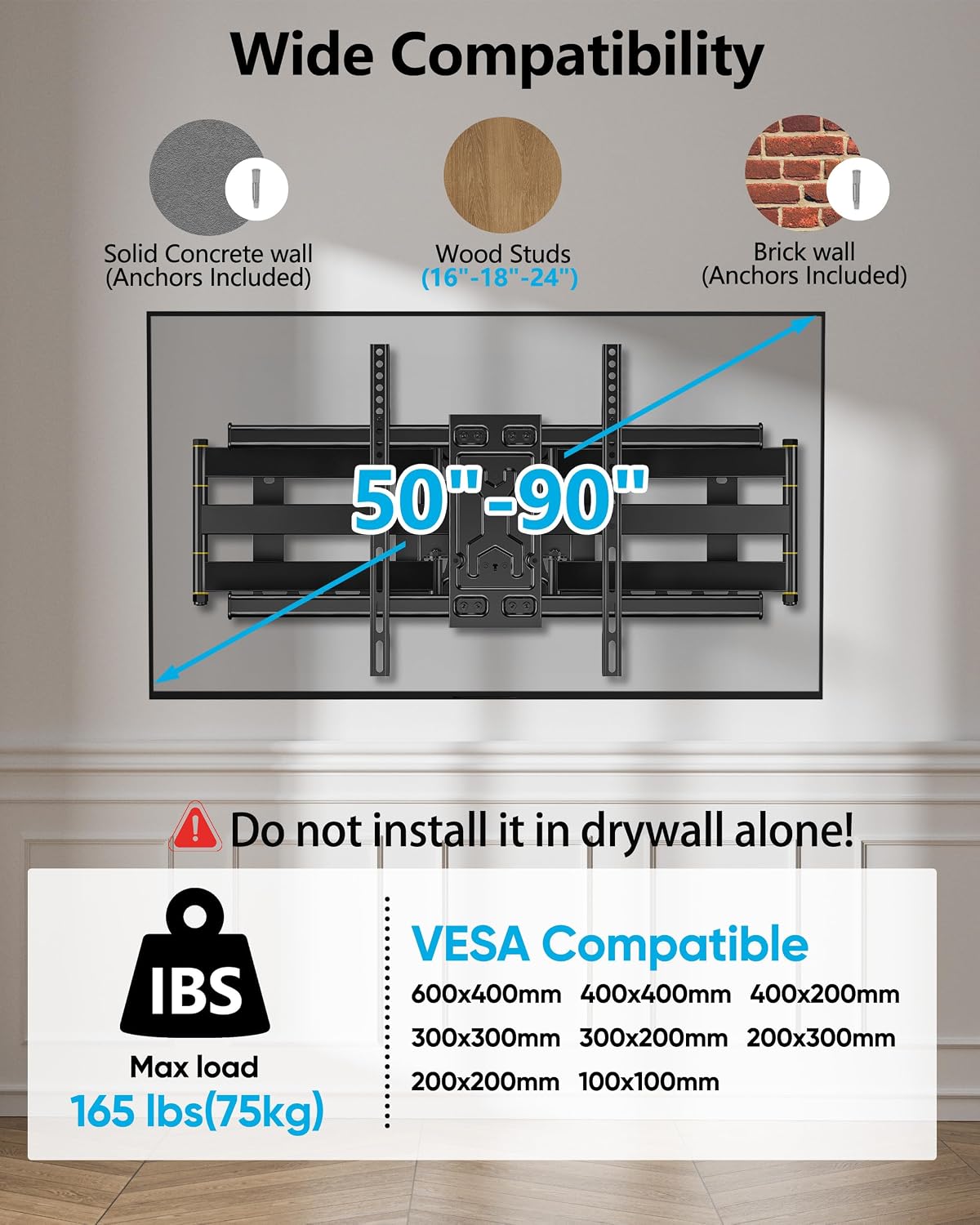 Detalle de FORGING MOUNT TV Wall Bracket for 50–90 Inch TVs with 765mm Extension