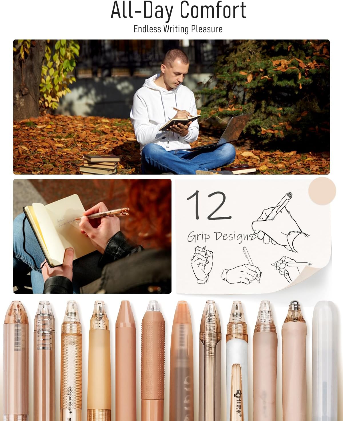 Thumbnail 5 de Four Candies Gel Pen Set – Moor Series (12 Pack, 0.5mm, Black & Brown Inks)