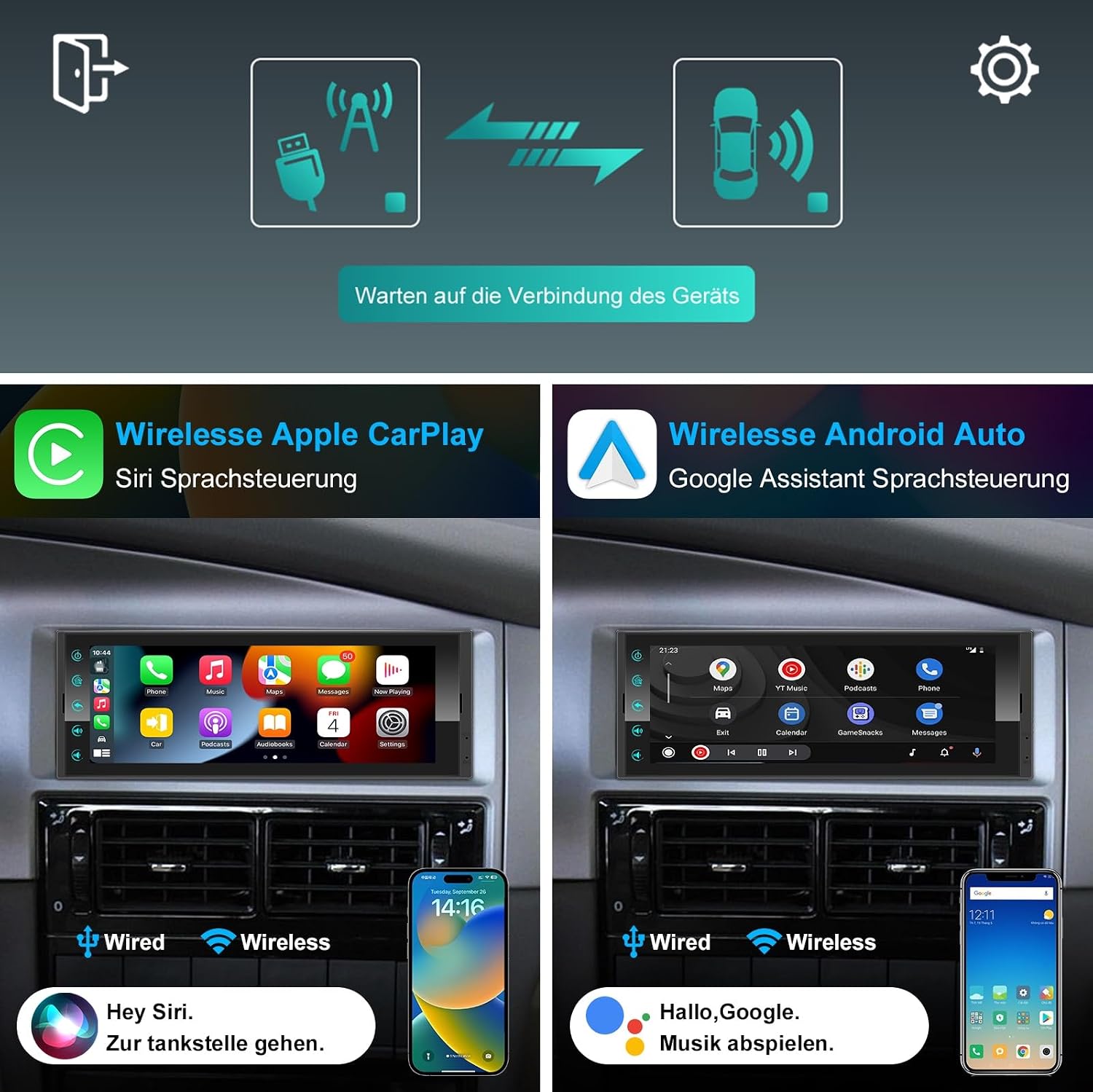Thumbnail 1 de Android Autoradio 1Din mit Bildschirm 6,9"