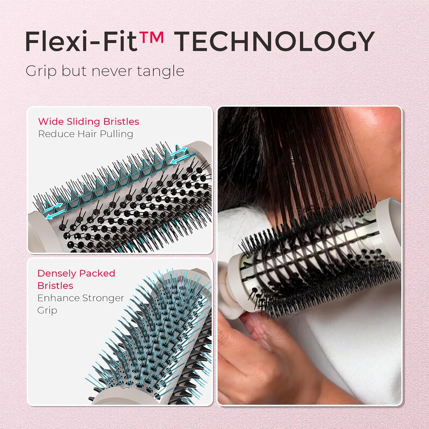 Detalle de TYMO STYLUX Thermal Brush Heated Round Curling Brush (1.7-inch) – 2-in-1 blowout, curls and straightening, dual voltage