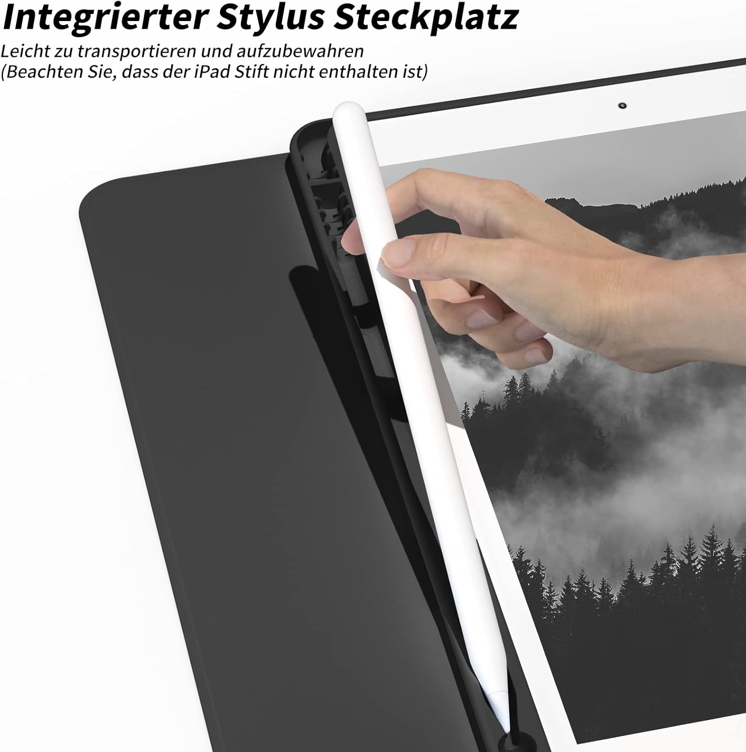 Thumbnail 5 de aoub Hülle mit Tastatur für iPad 9./8./7. Generation – 10,2 Zoll Kabellose QWERTZ Tastaturhülle mit Stifthalter, Schwarz