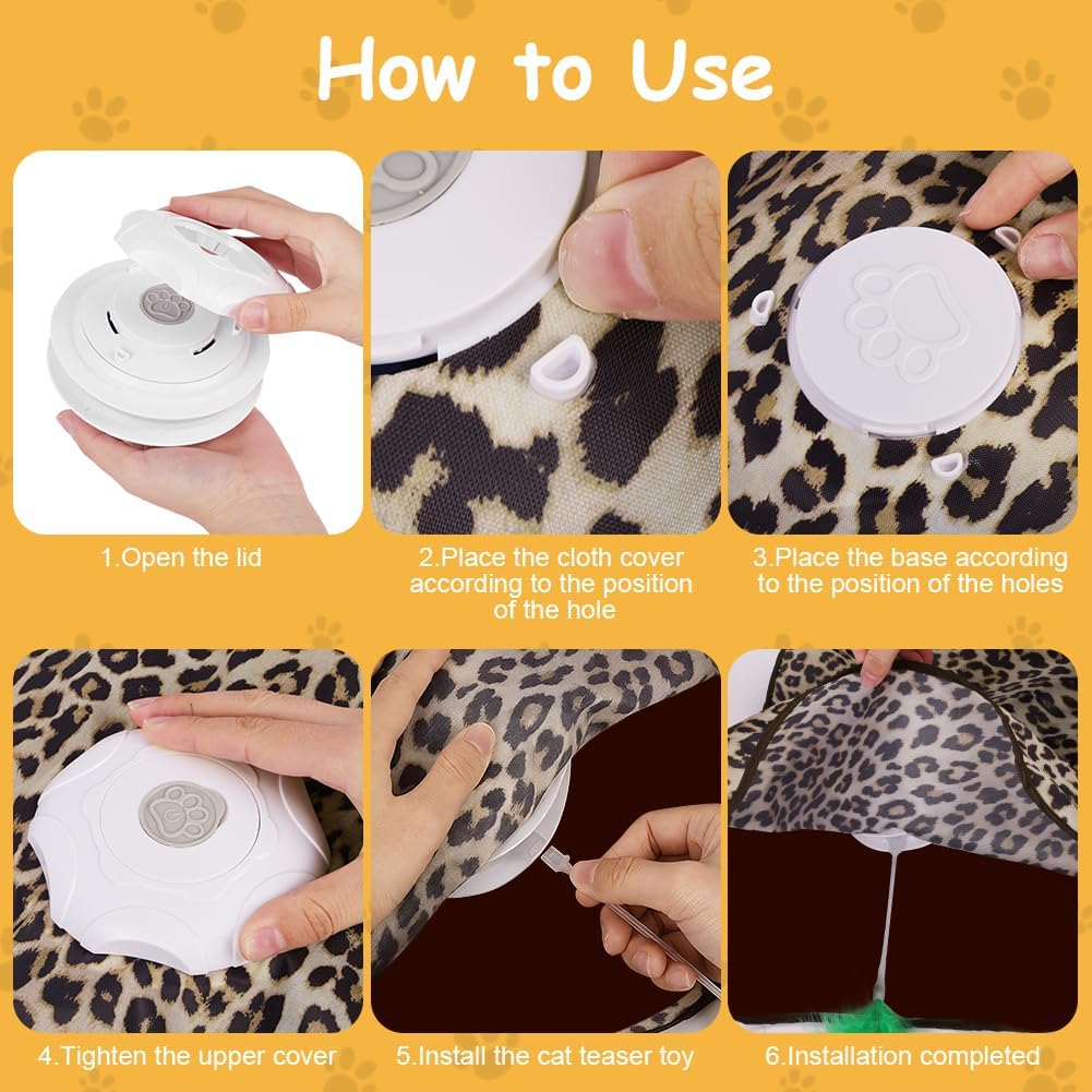Thumbnail 6 de AUYAO Jouet Interactif pour Chat – Chasse à plume et souris qui couine, rechargeable