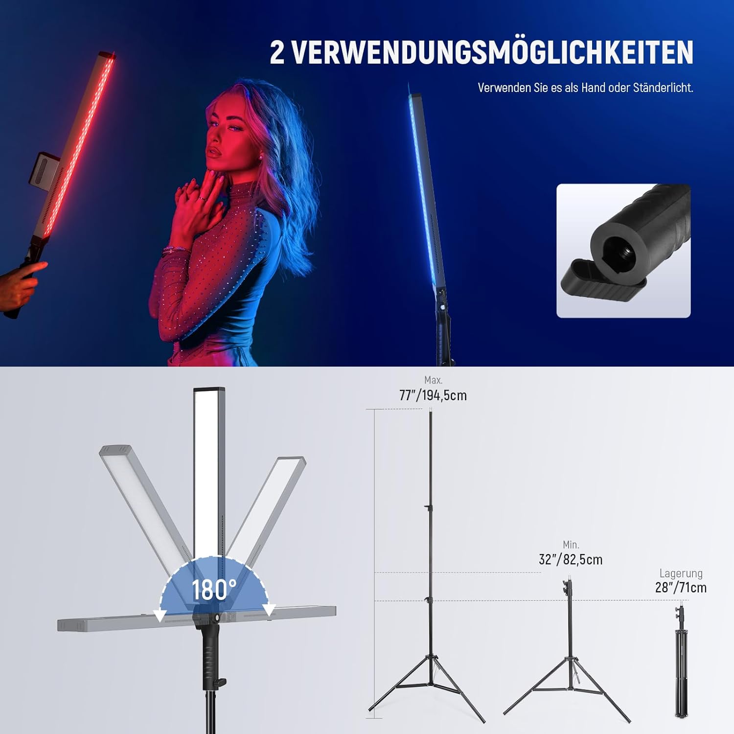 Thumbnail 6 de NEEWER 2,4G bicolor LED Videoleuchte Lichtstab-Set BH20B ULTRA (3200K–5600K, CRI97+)